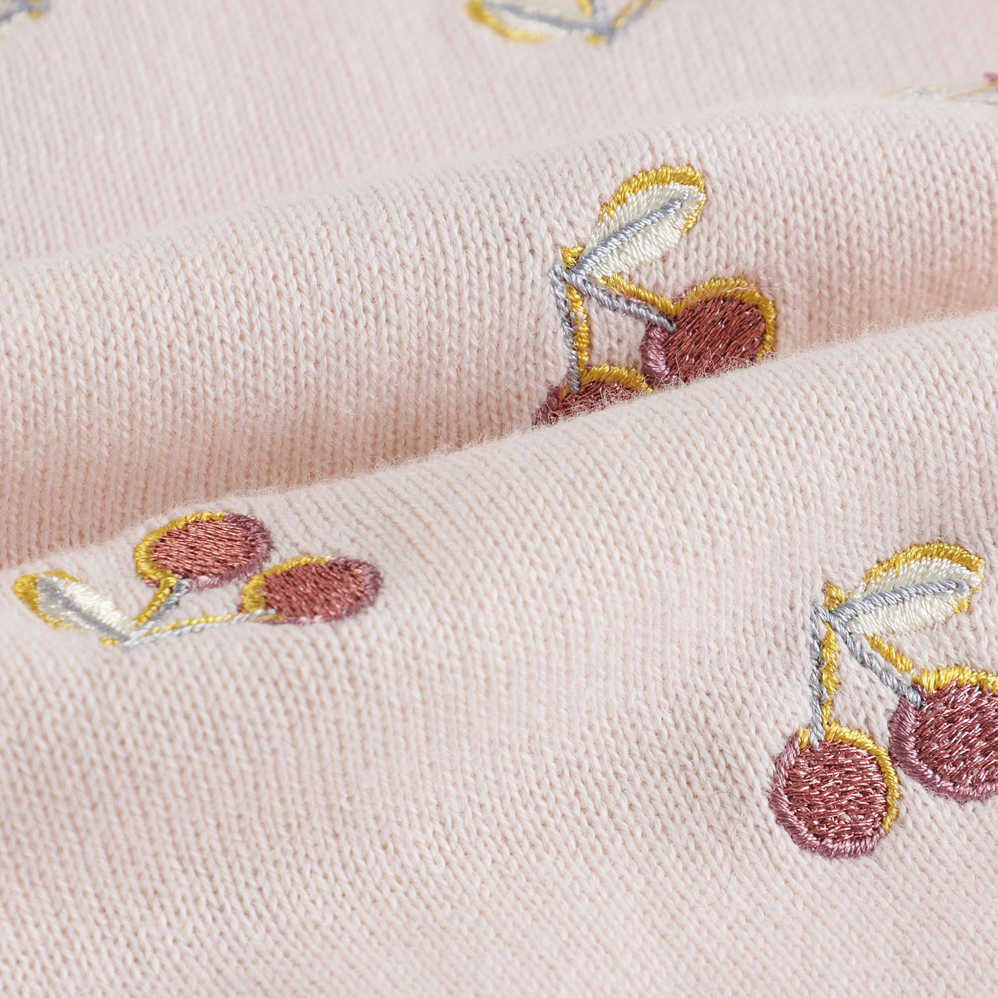 Girls Pink Embroidered Cotton Cardigan
