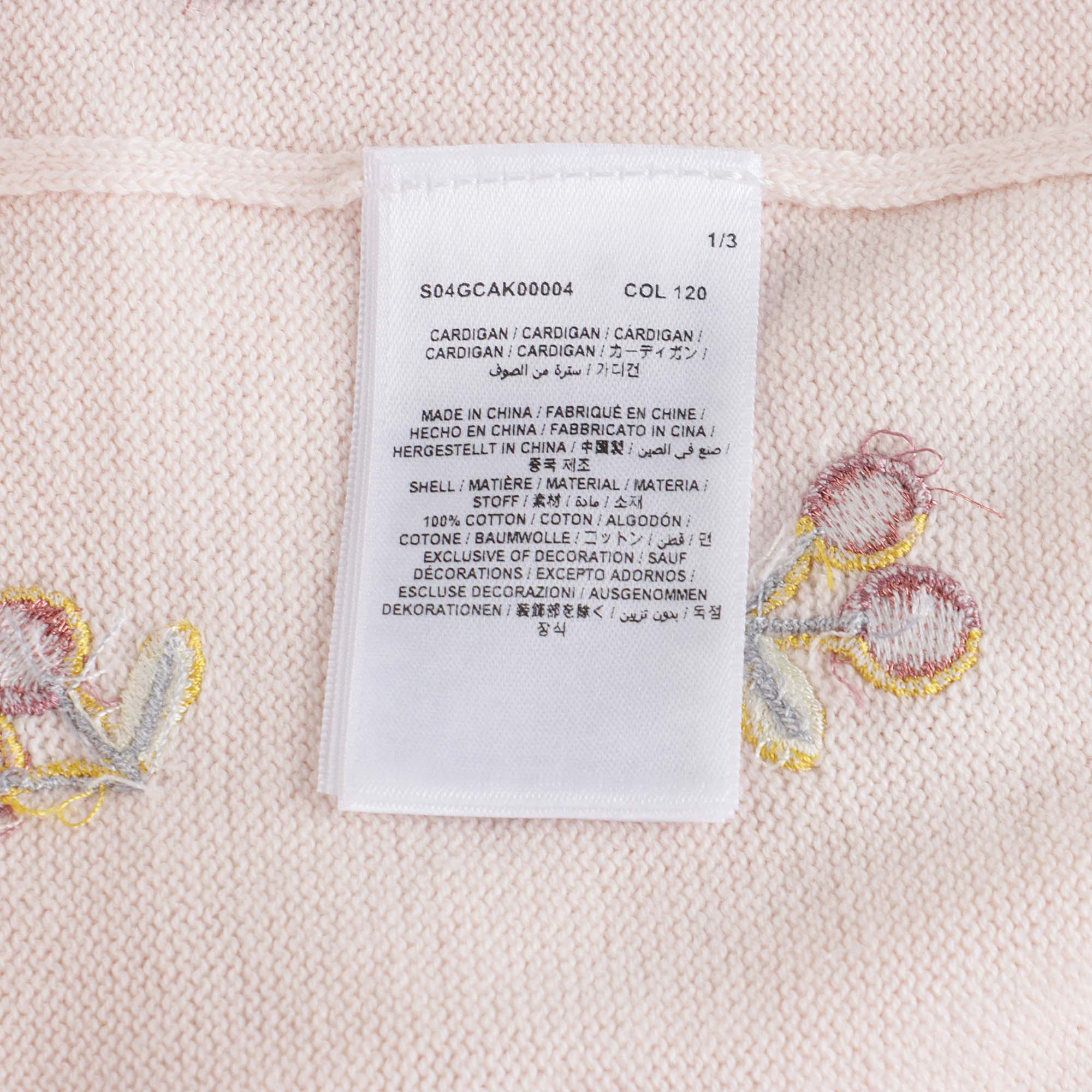 Girls Pink Embroidered Cotton Cardigan