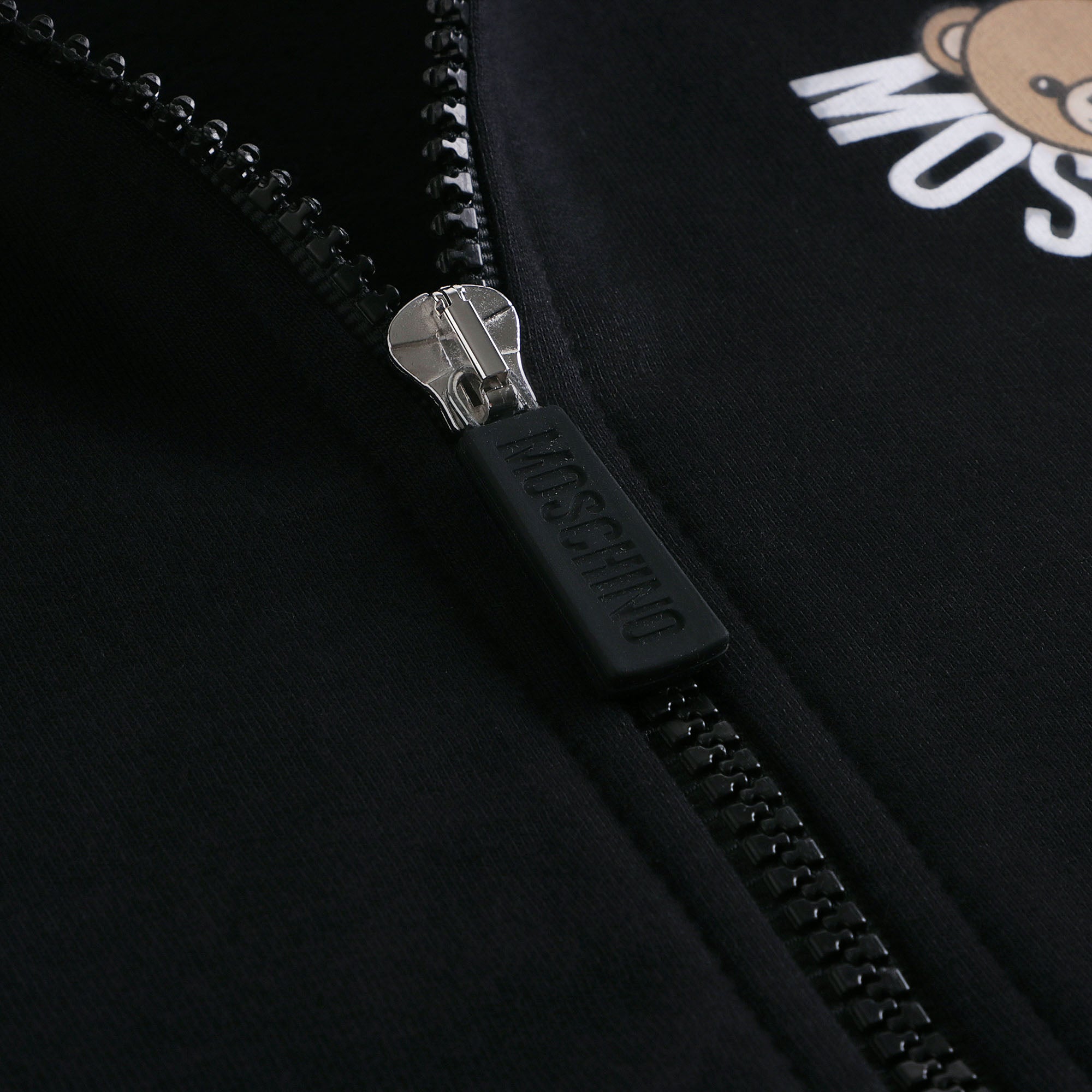 Boys & Girls Black Cotton Zip-Up Top