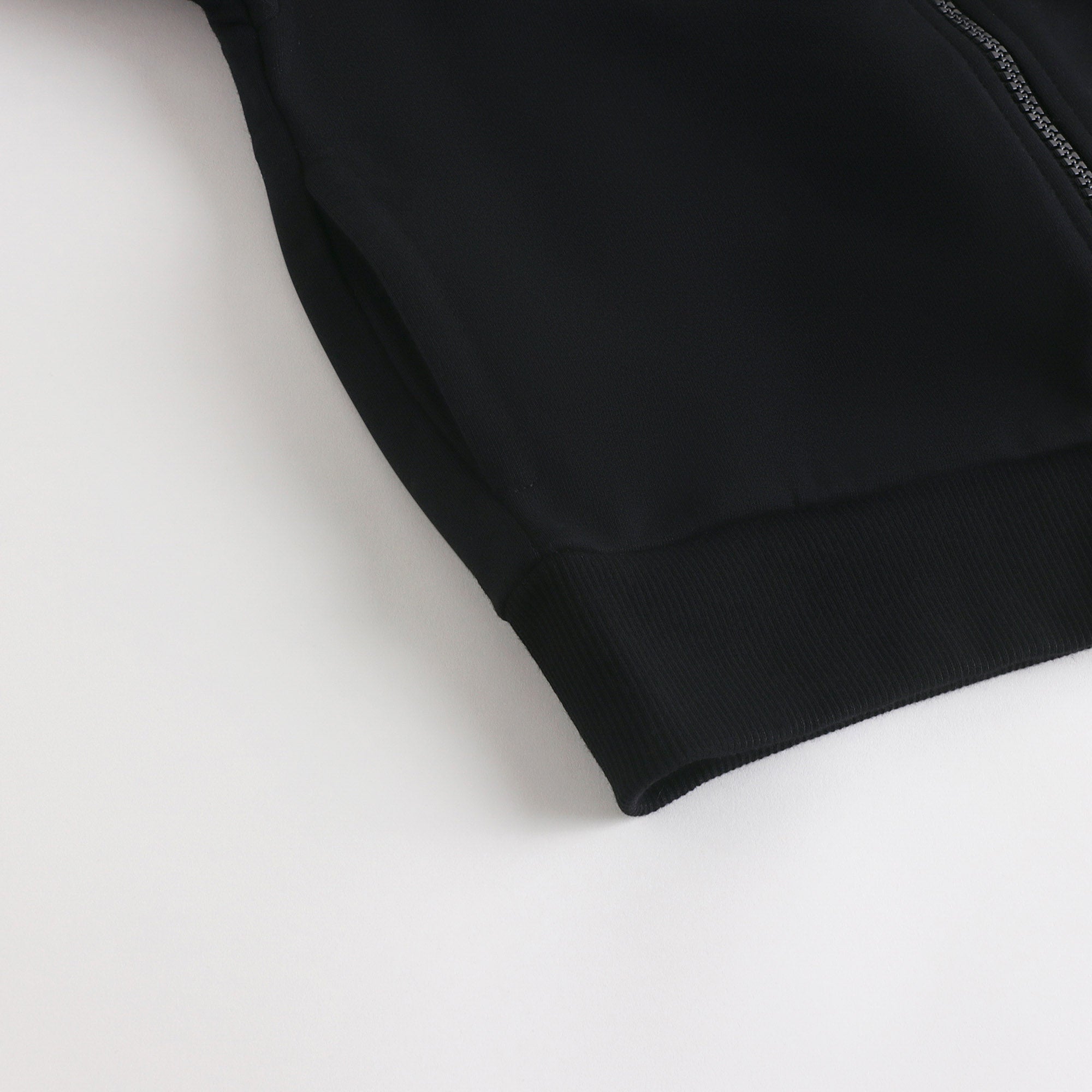 Boys & Girls Black Cotton Zip-Up Top