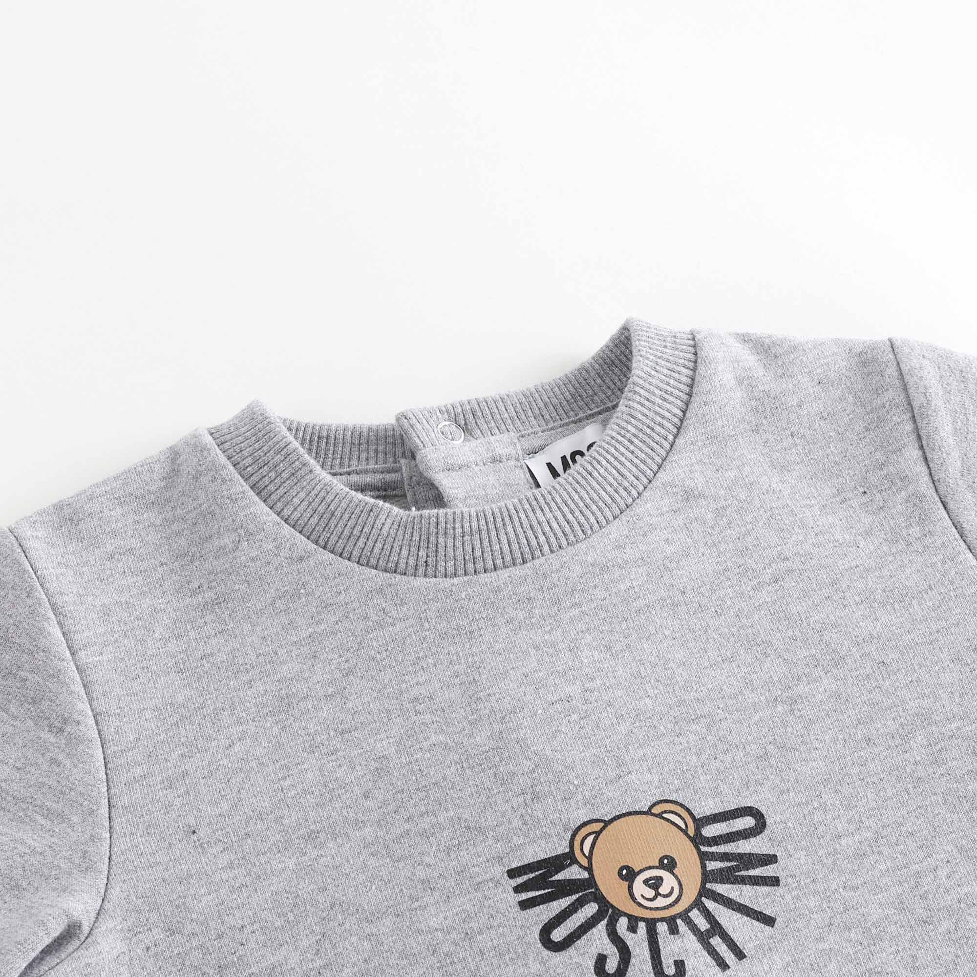 Baby Boys & Girls Grey Bear Printed Cotton Babysuit Gift