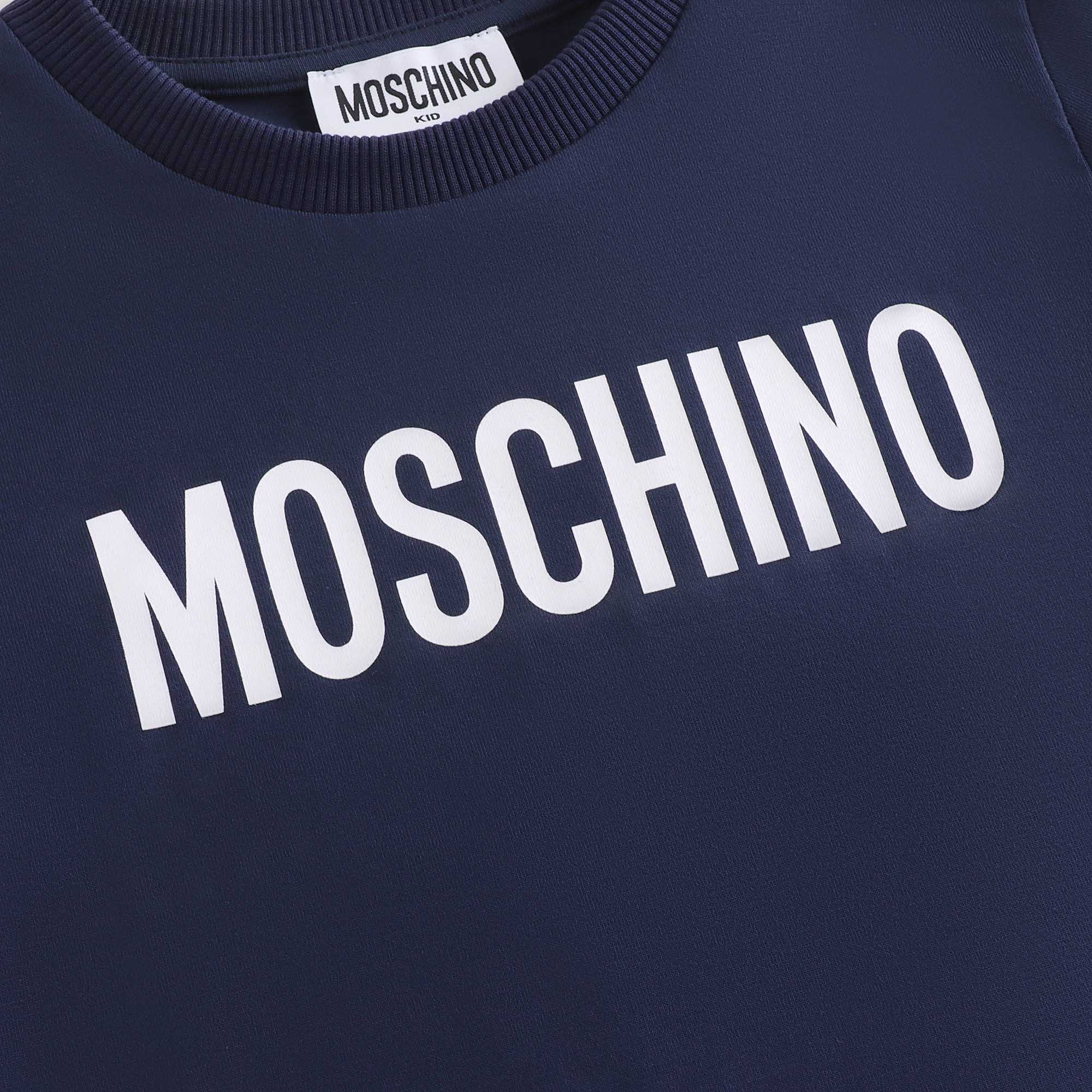 Boys & Girls Navy Logo Cotton T-Shirt