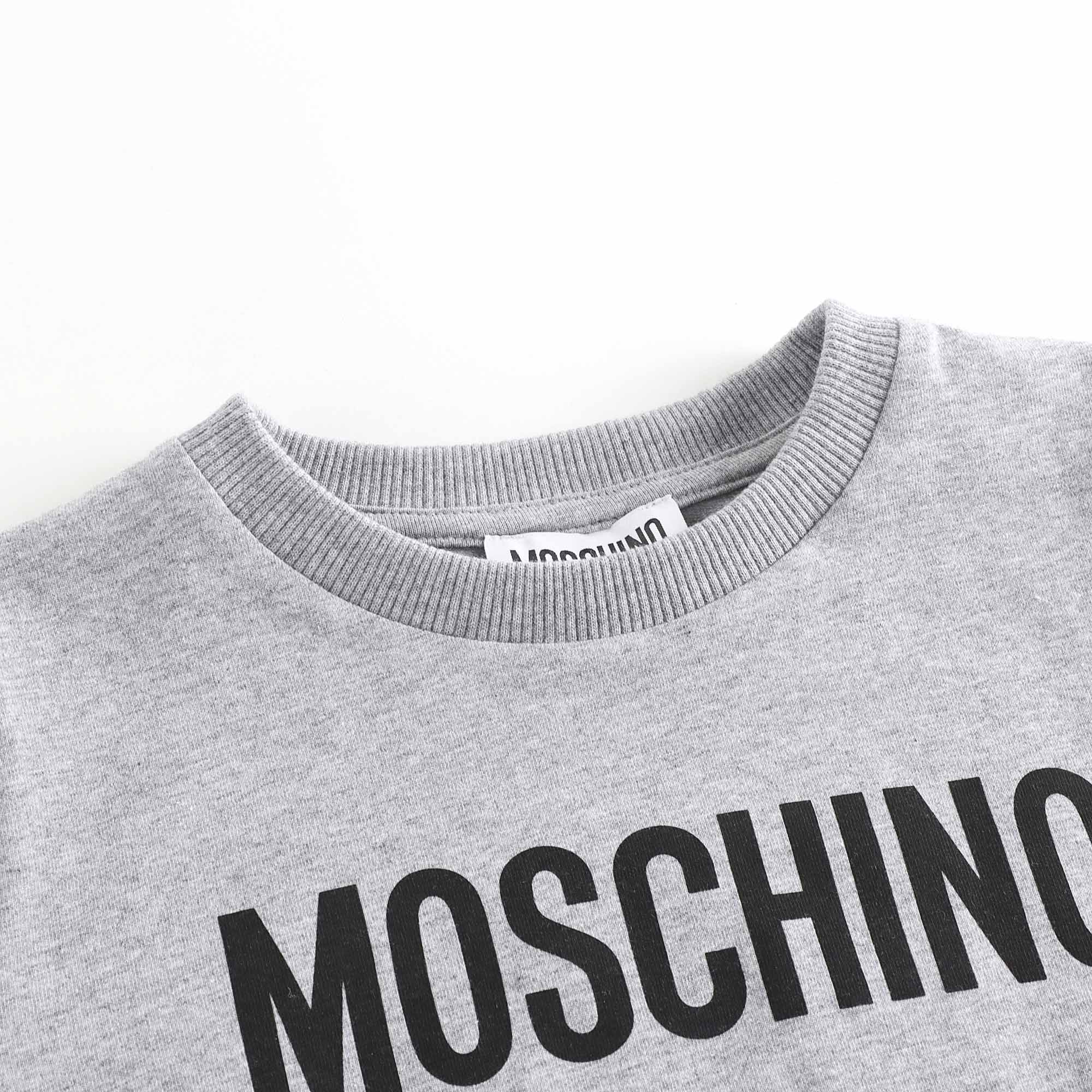 Boys & Girls Grey Logo Cotton T-Shirt