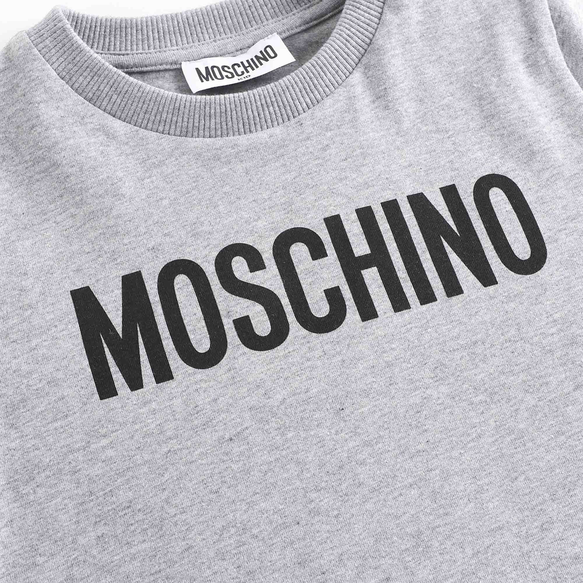 Boys & Girls Grey Logo Cotton T-Shirt