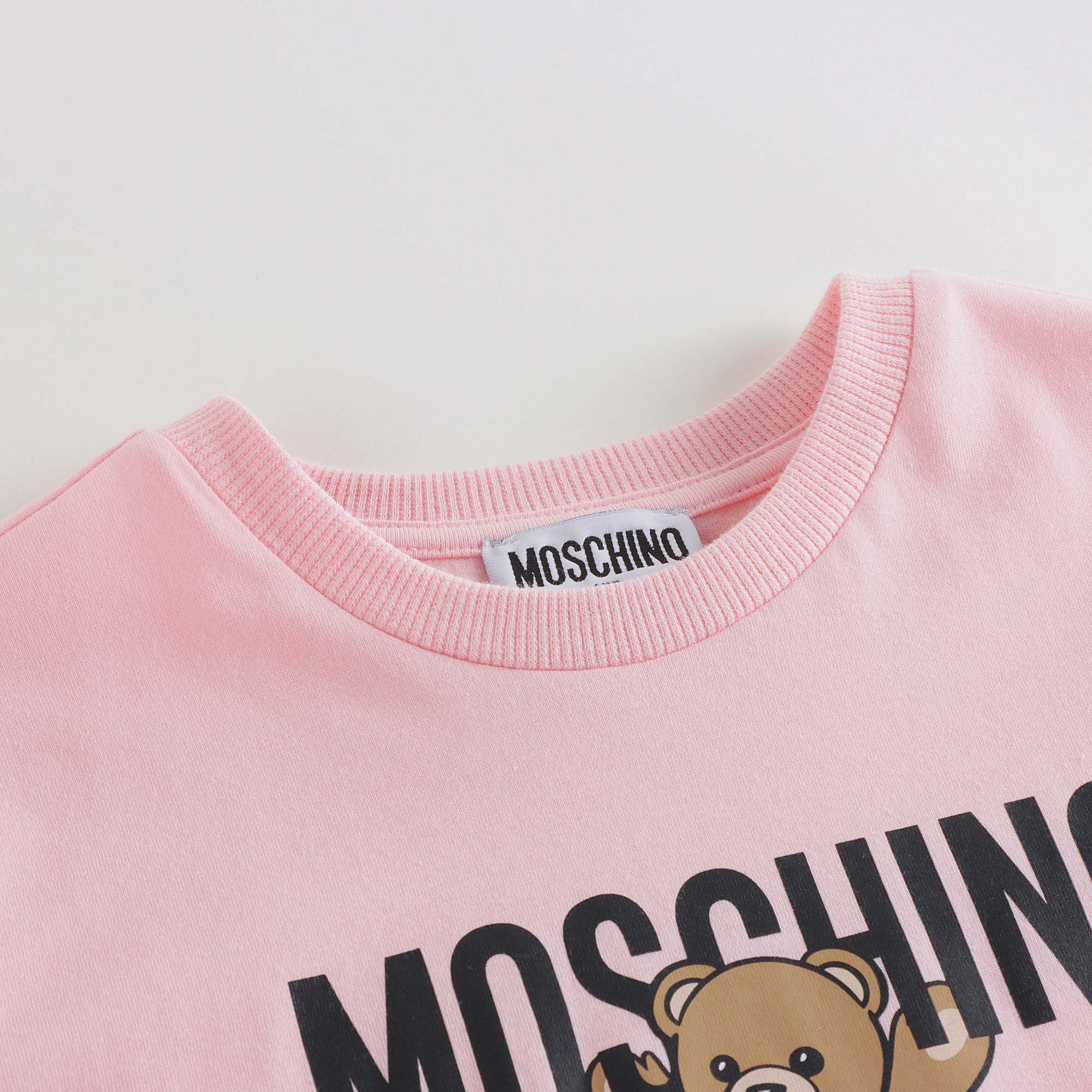 Girls Pink Bear Printed Cotton Dress