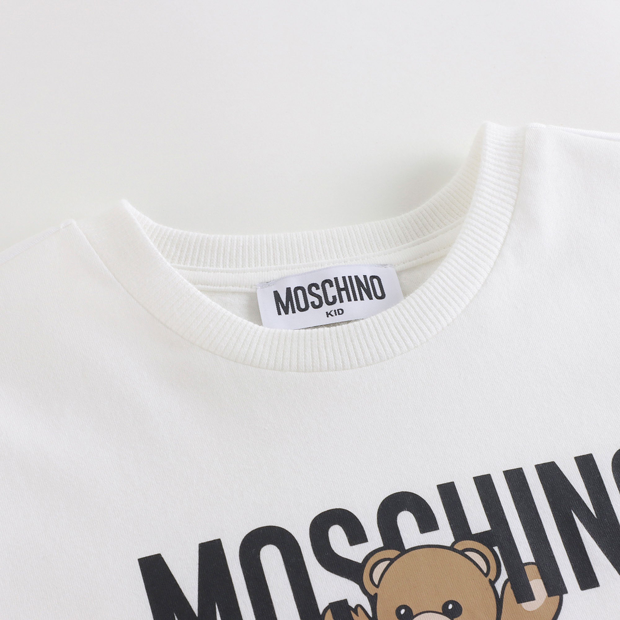 Girls White Bear Printed Cotton Dress