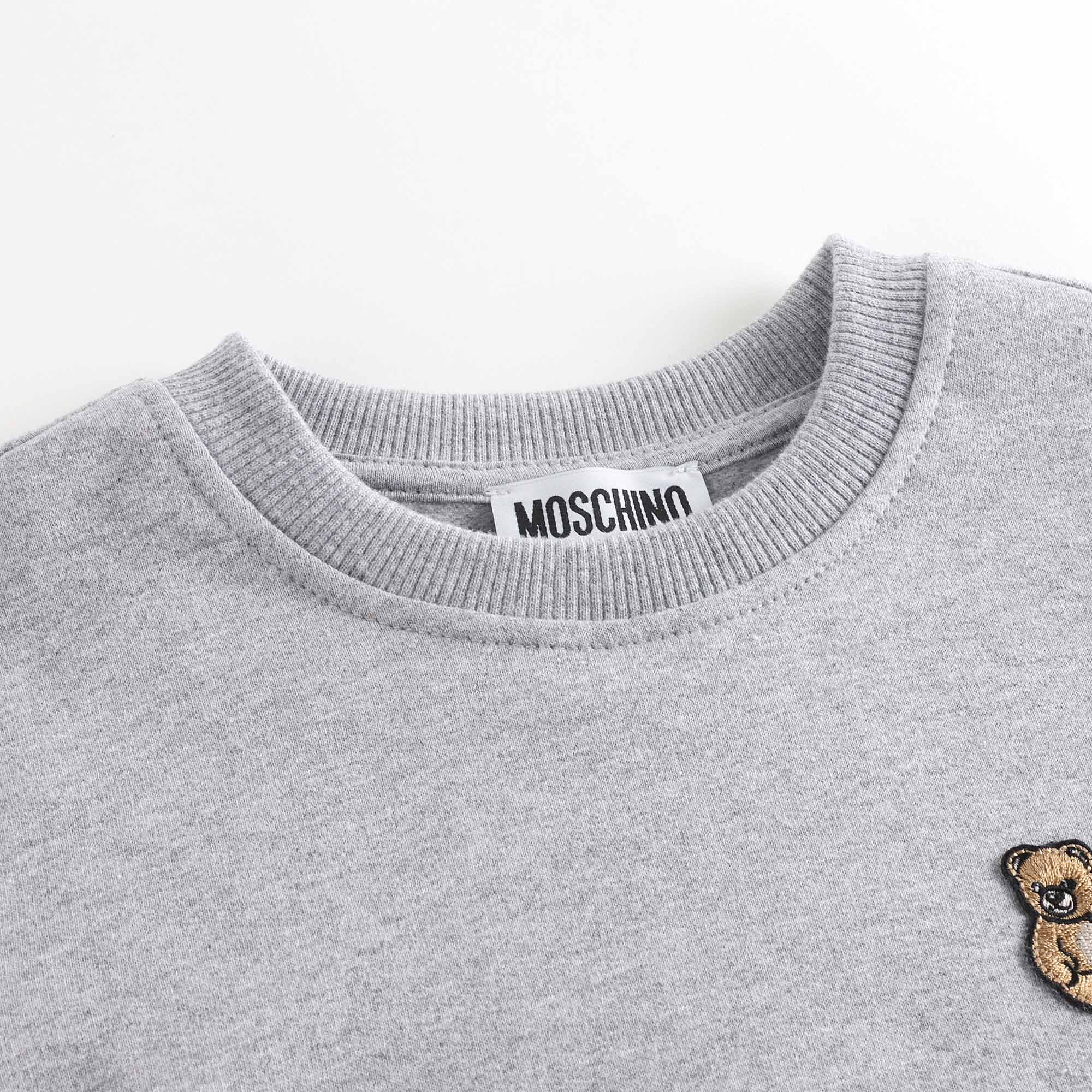 Boys & Girls Grey Bear Patch Cotton Sweatshirt