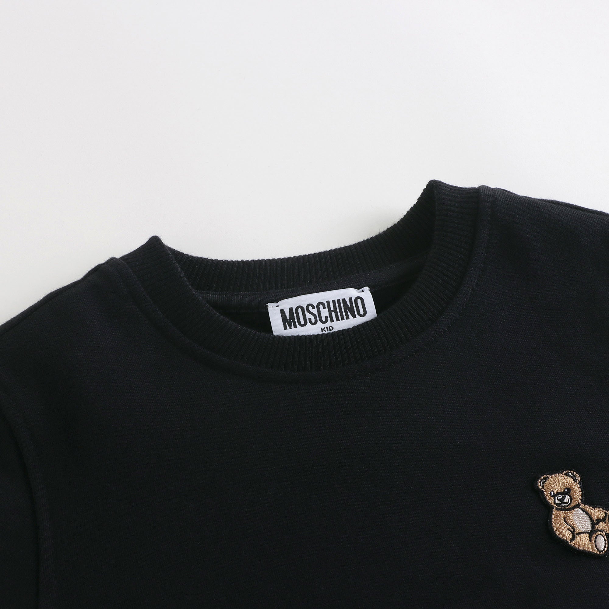 Boys & Girls Black Bear Patch Cotton Sweatshirt
