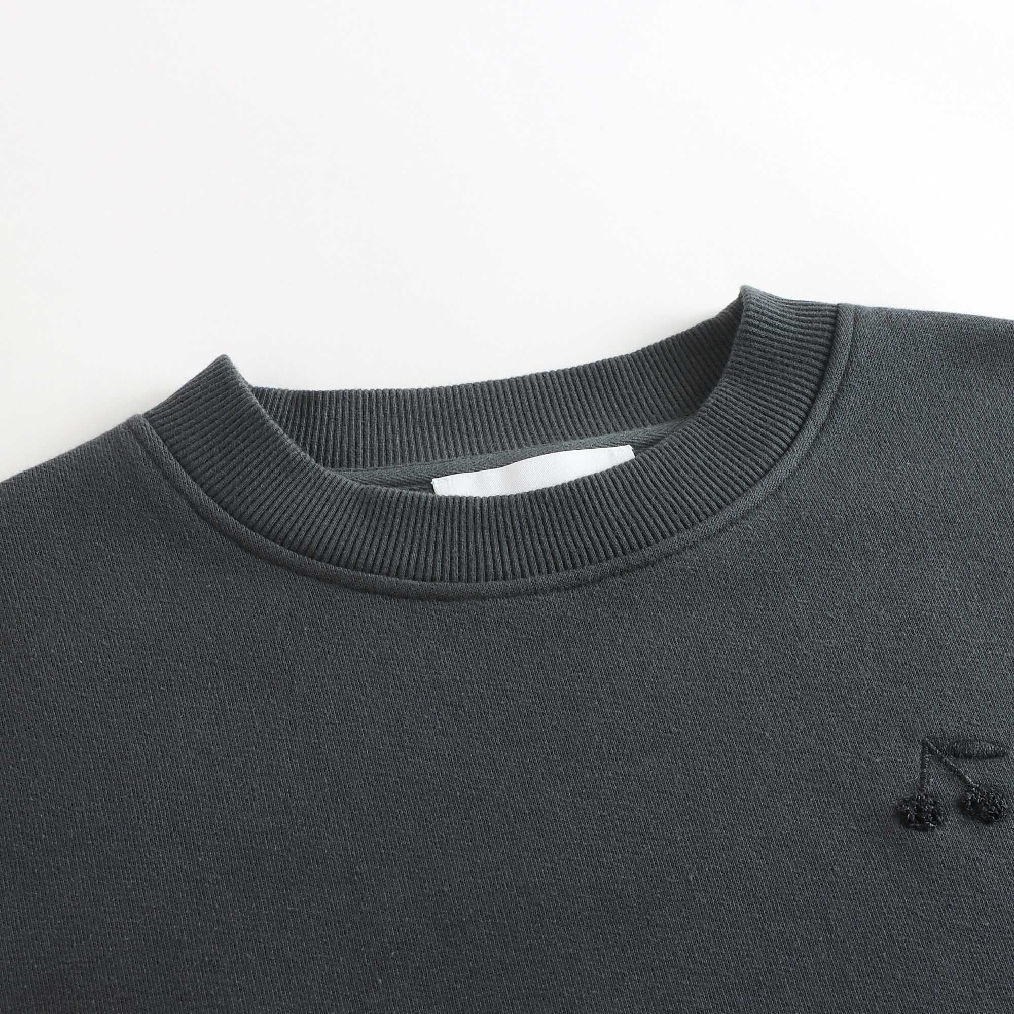 Women Dark Gray Embroidered Logo Cotton Sweatshirt