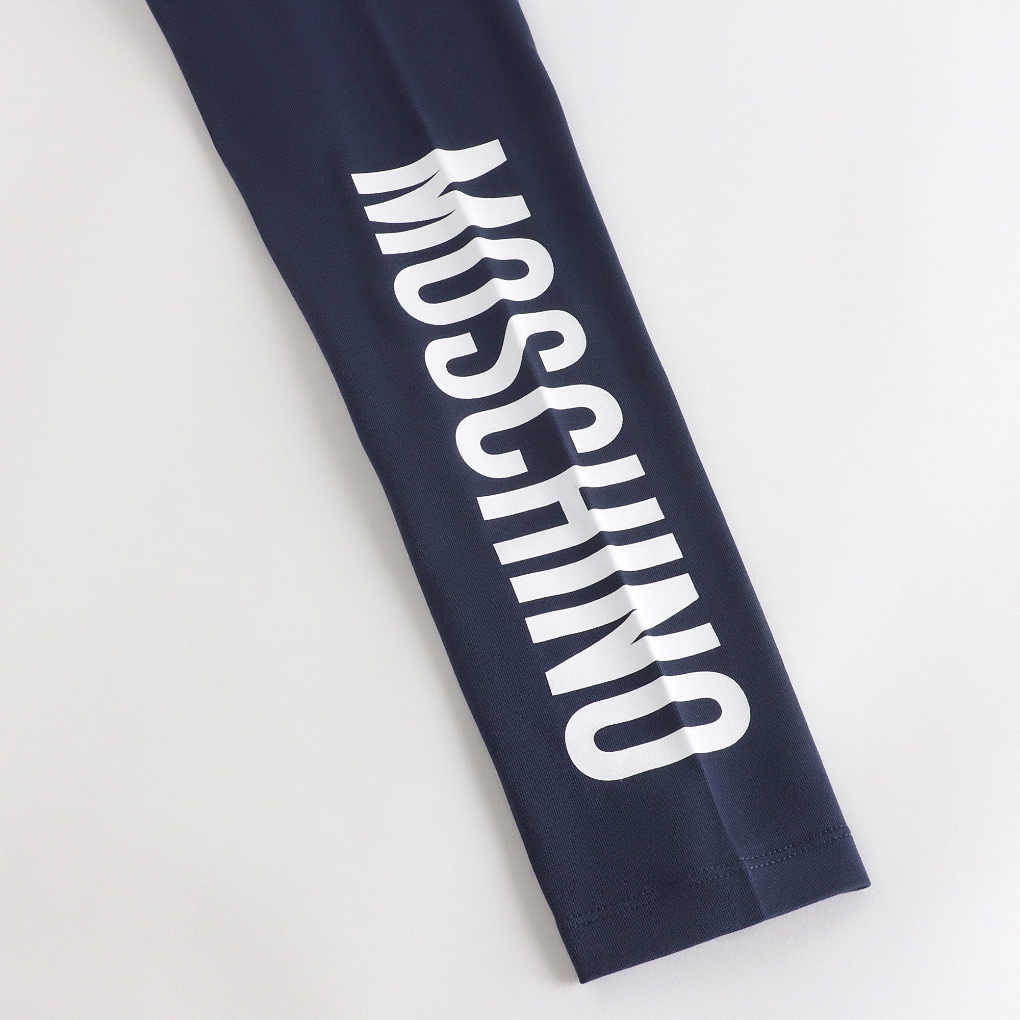 Girls Navy Logo Cotton Leggings