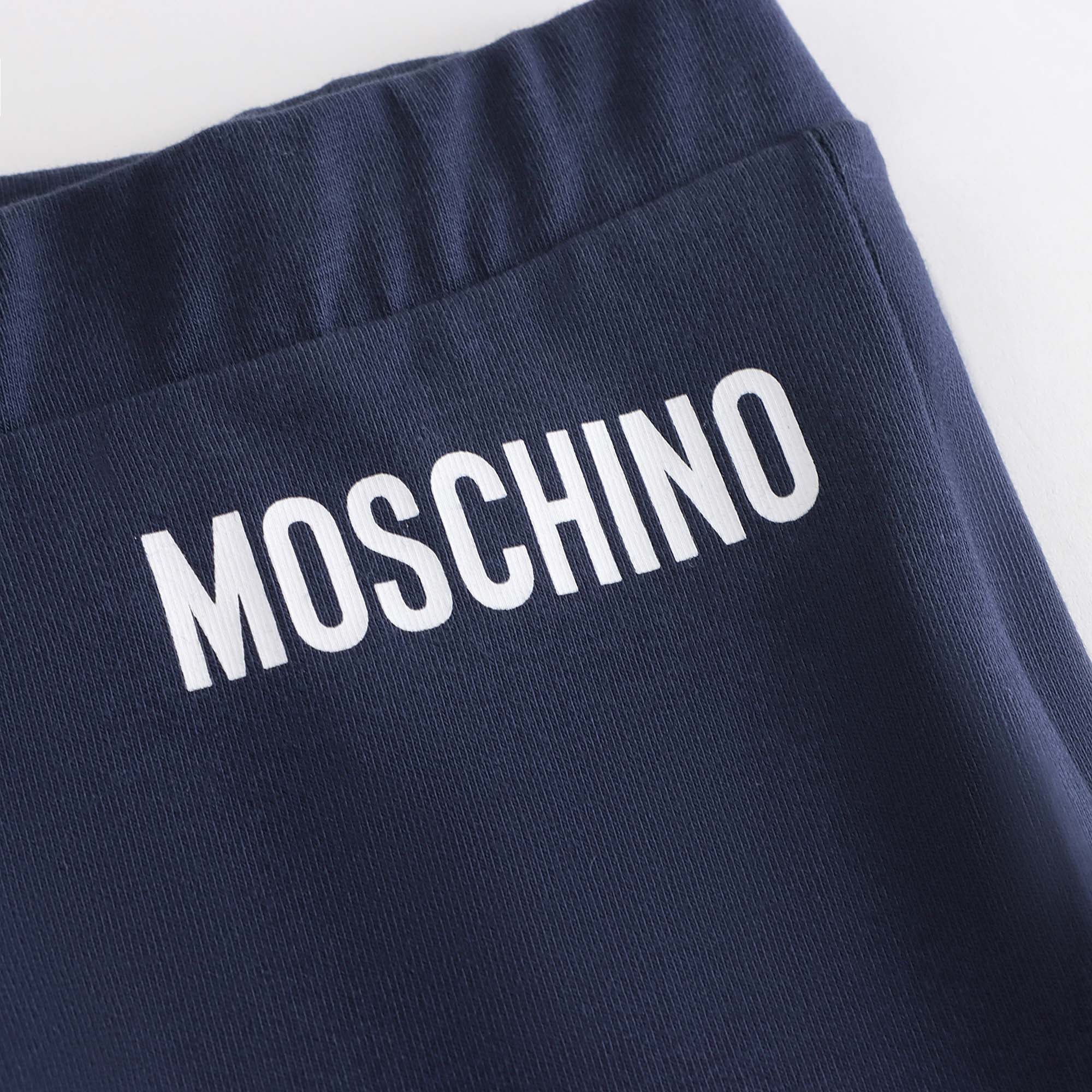 Girls Navy Logo Cotton Flares Trousers