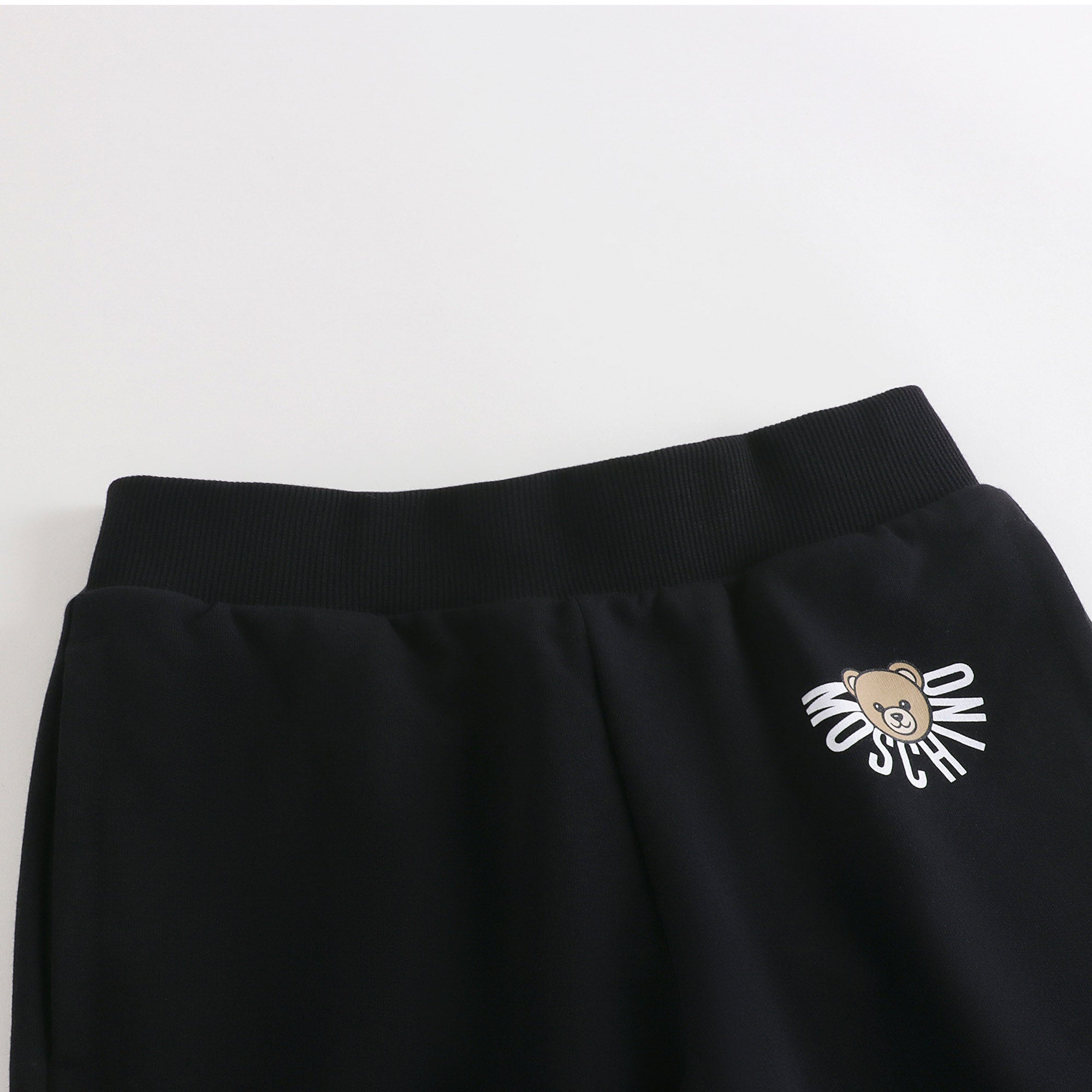 Boys & Girls Black Bear Printed Cotton Trousers