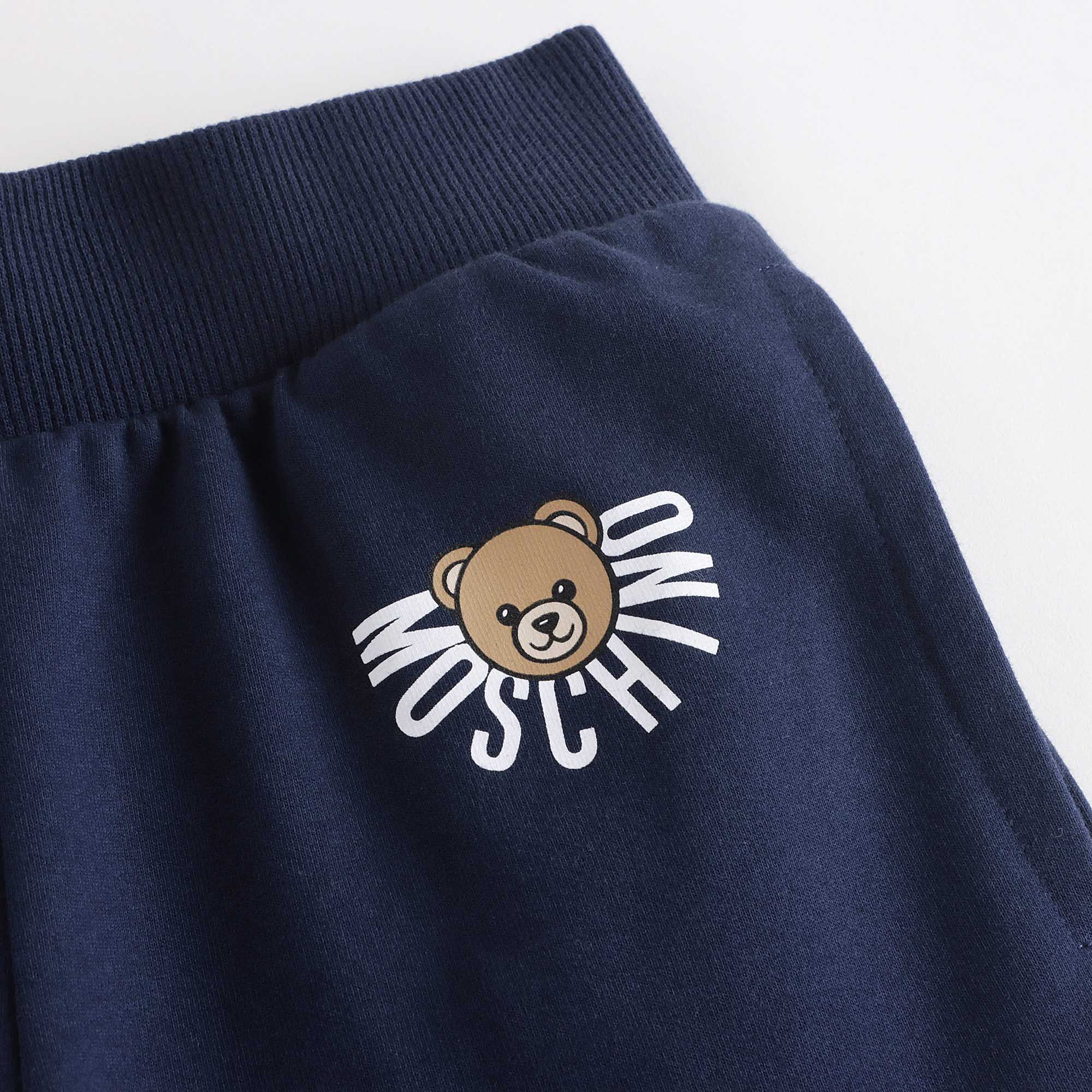 Boys & Girls Navy Bear Printed Cotton Trousers
