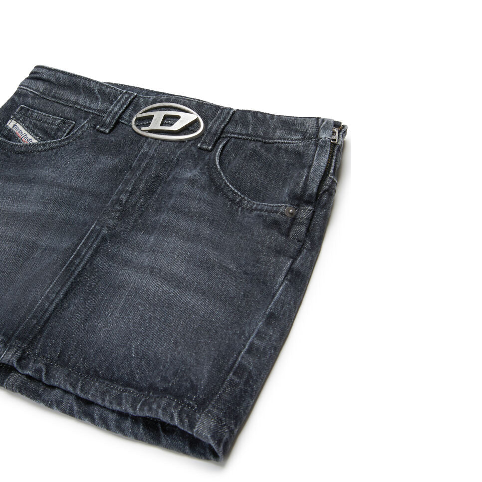 Girls Black Denim Skirt