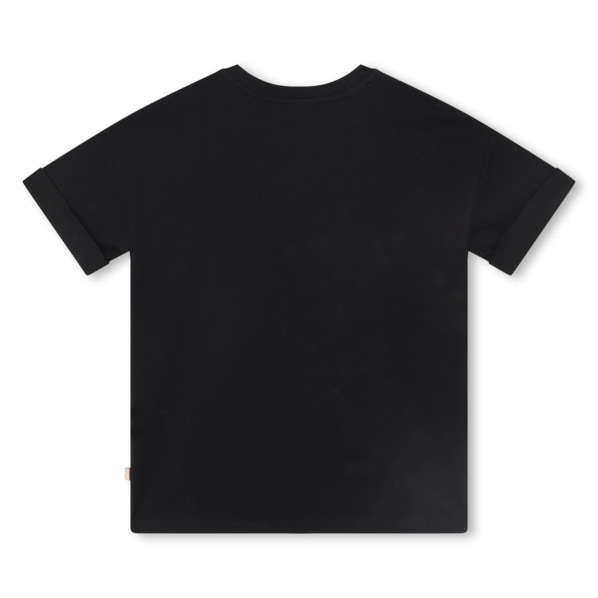 Girls Black Logo Cotton T-Shirt