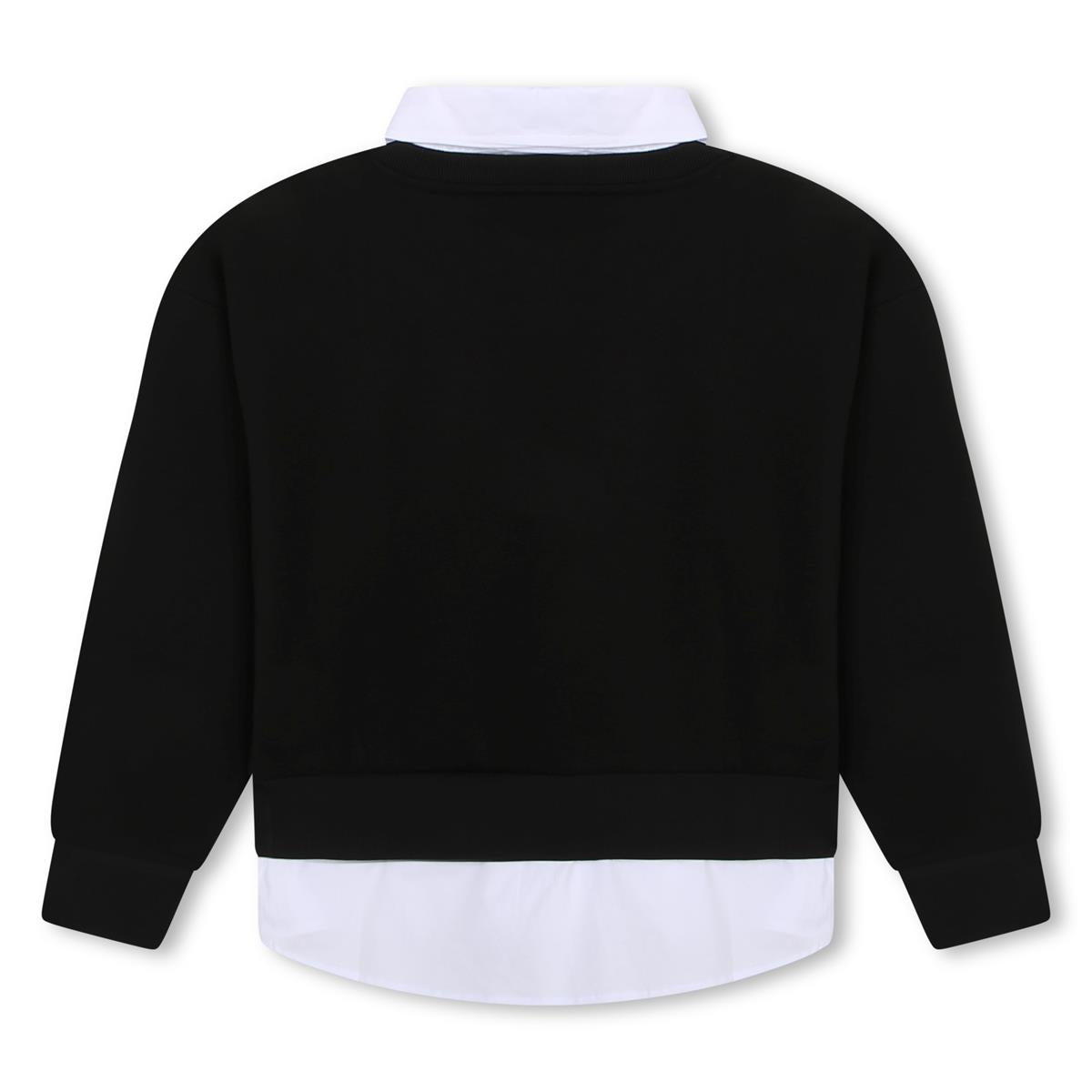 Girls Black Logo Cotton Sweatshirt