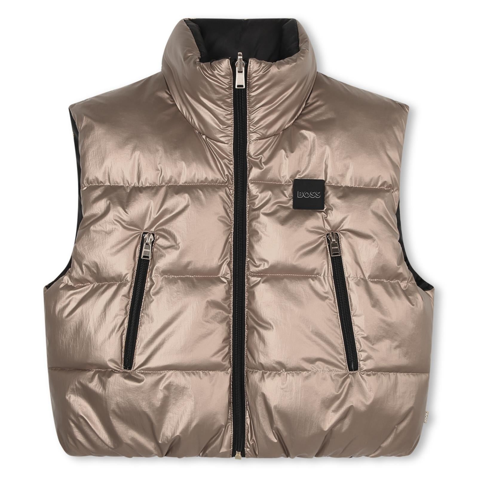 Girls Black Reversible Padded Gilet