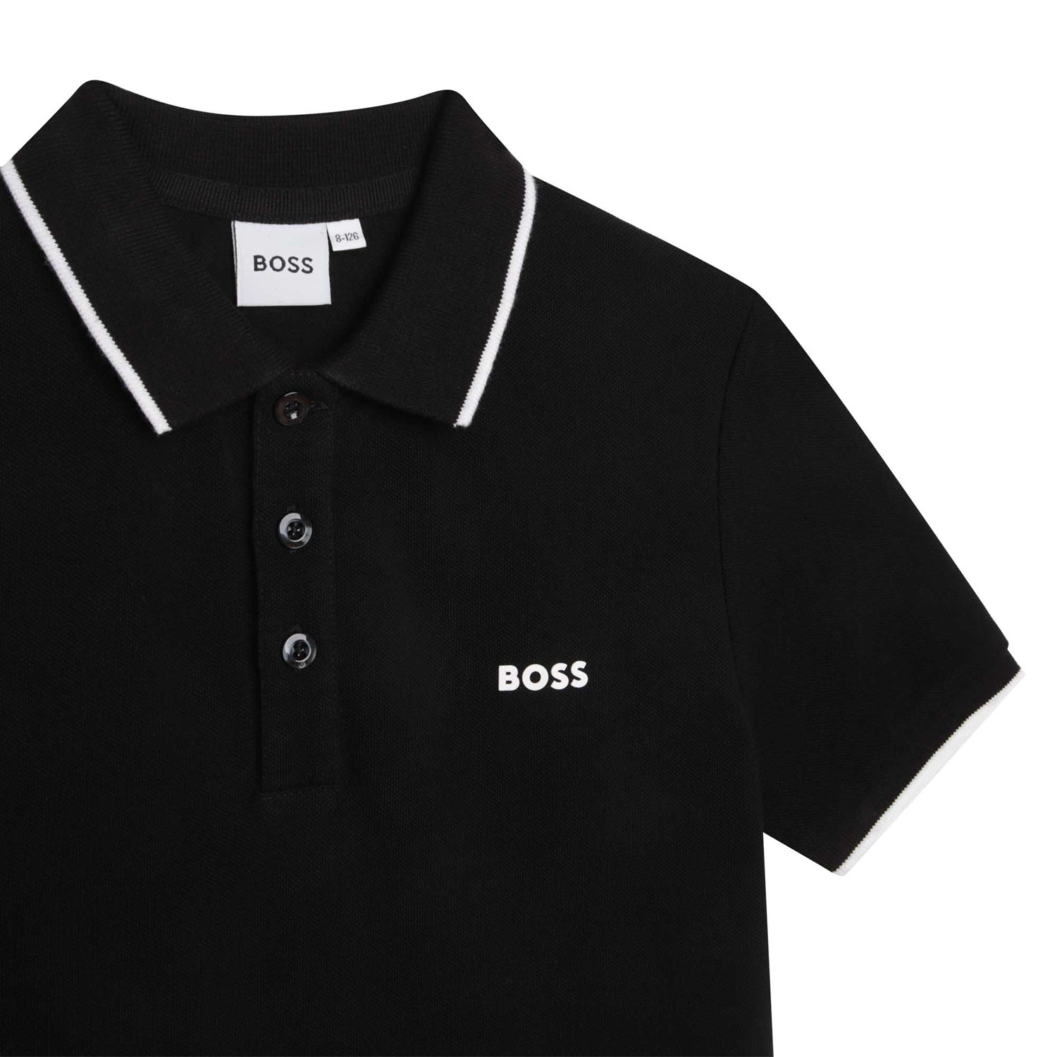 Boys Black Cotton Polo Shirt