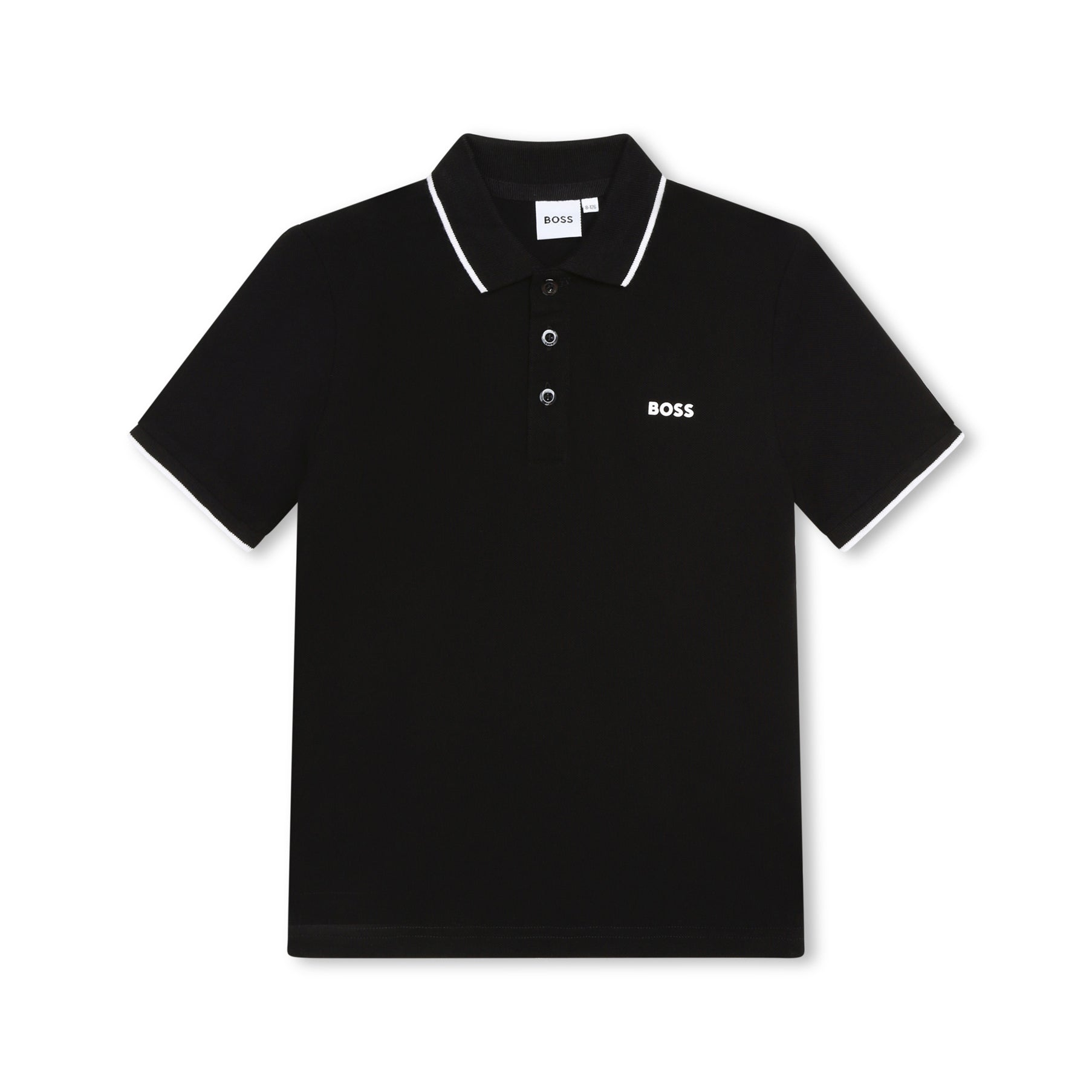 Boys Black Cotton Polo Shirt