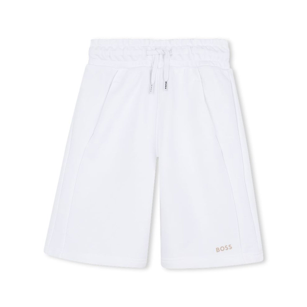 Boys White Cotton Shorts