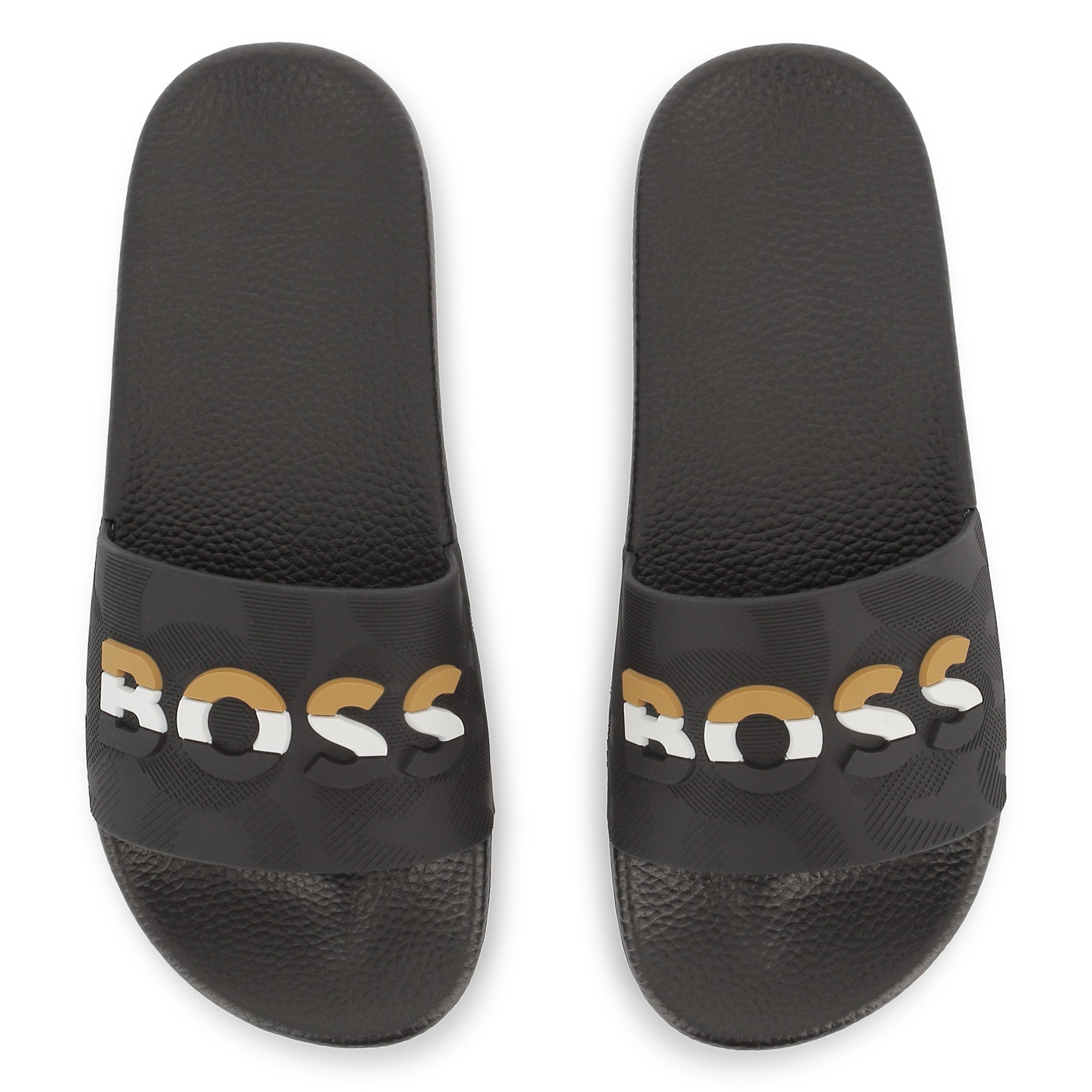 Boys Black Logo Rubber Slippers