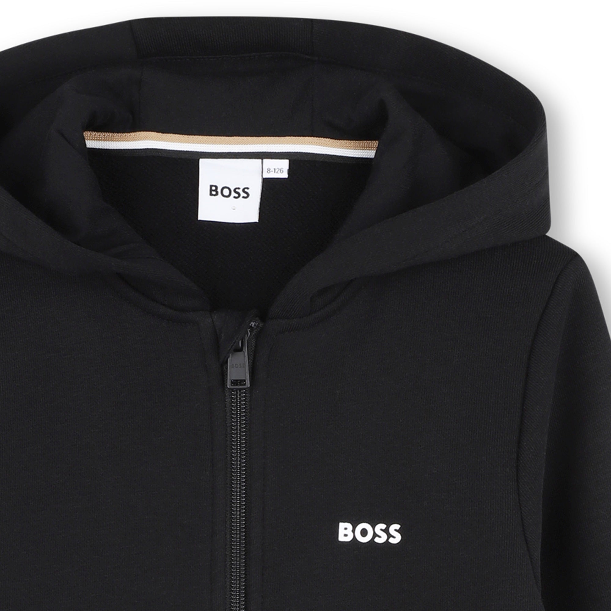 Boys Black Cotton Zip-Up Top