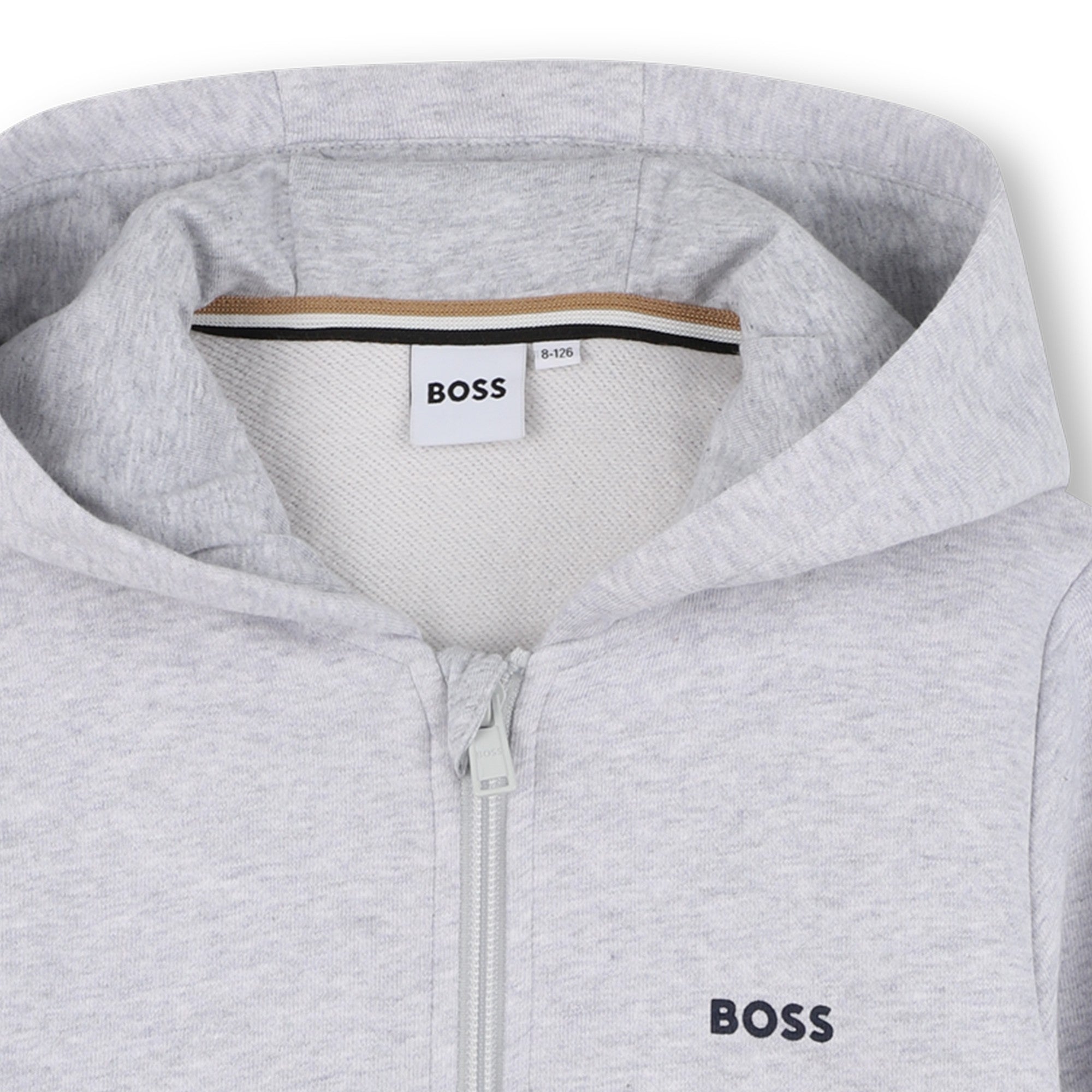 Boys Grey Cotton Zip-Up Top