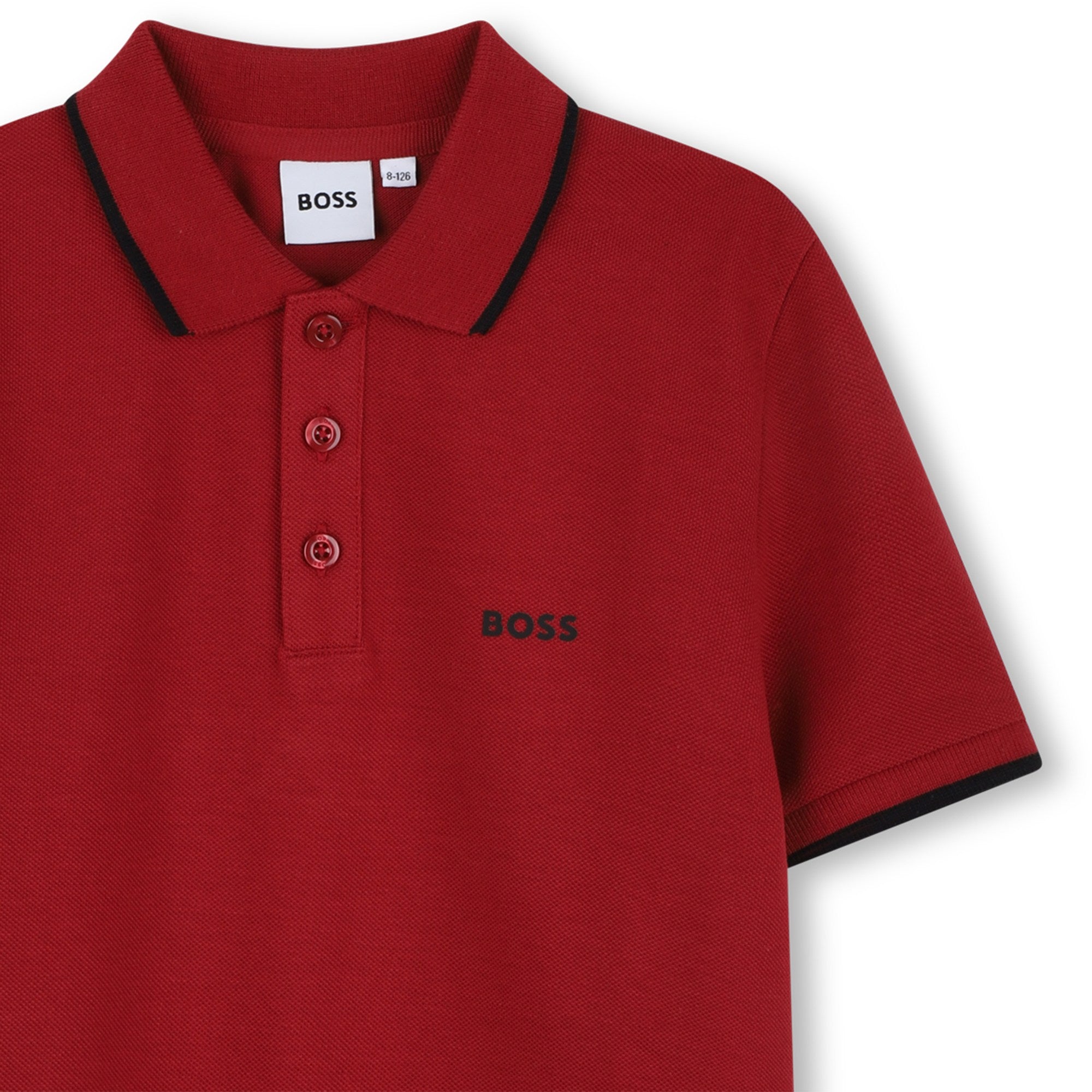 Boys Red Logo Cotton Polo Shirt