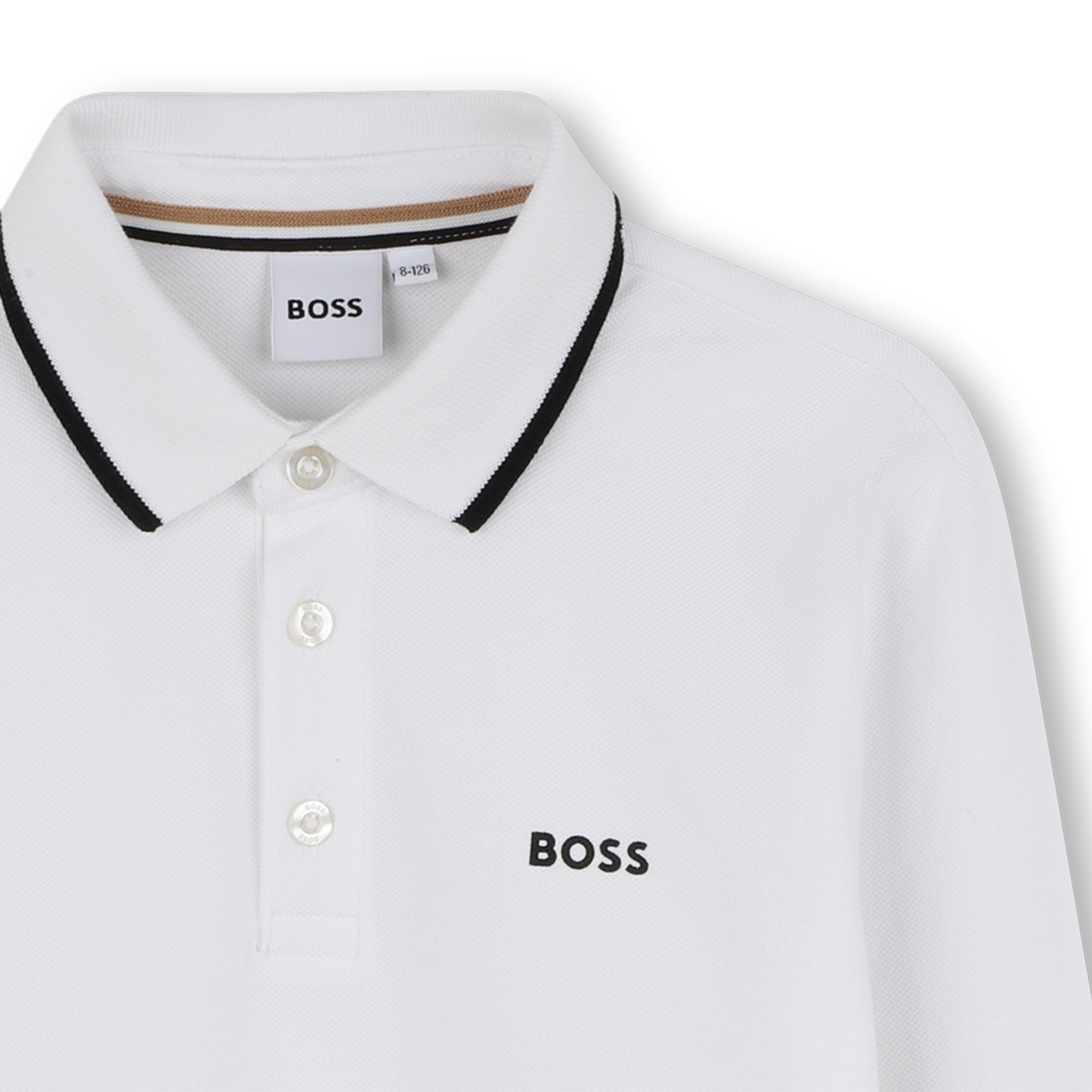 Boys White Logo Cotton Polo Shirt