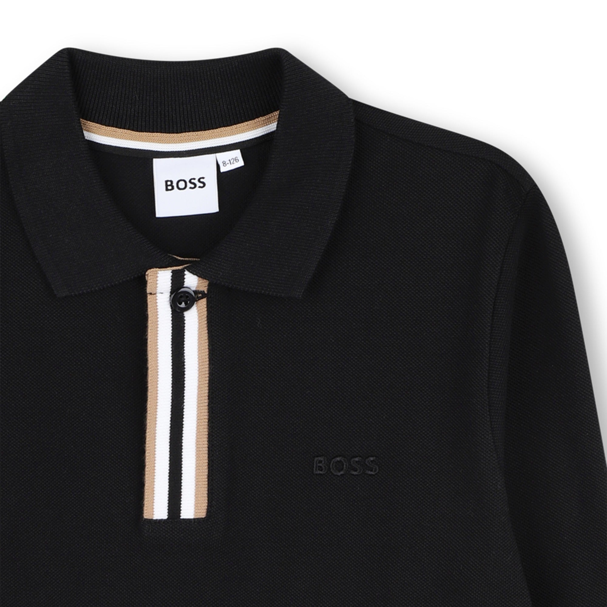 Boys Black Cotton Polo Shirt