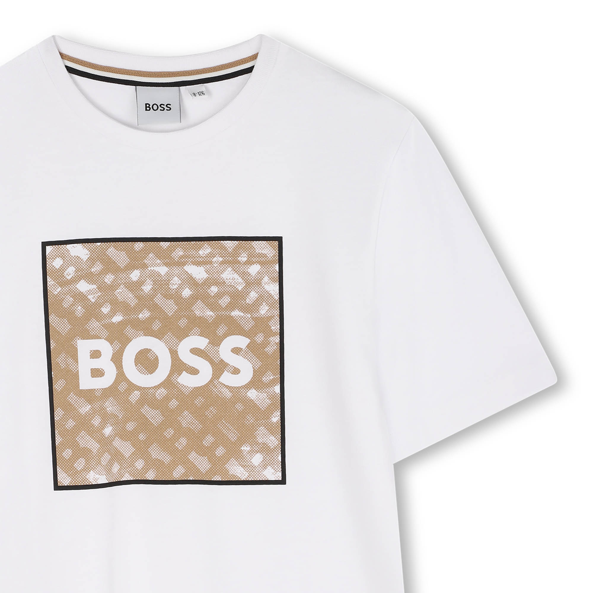 Boys White Logo Cotton T-Shirt