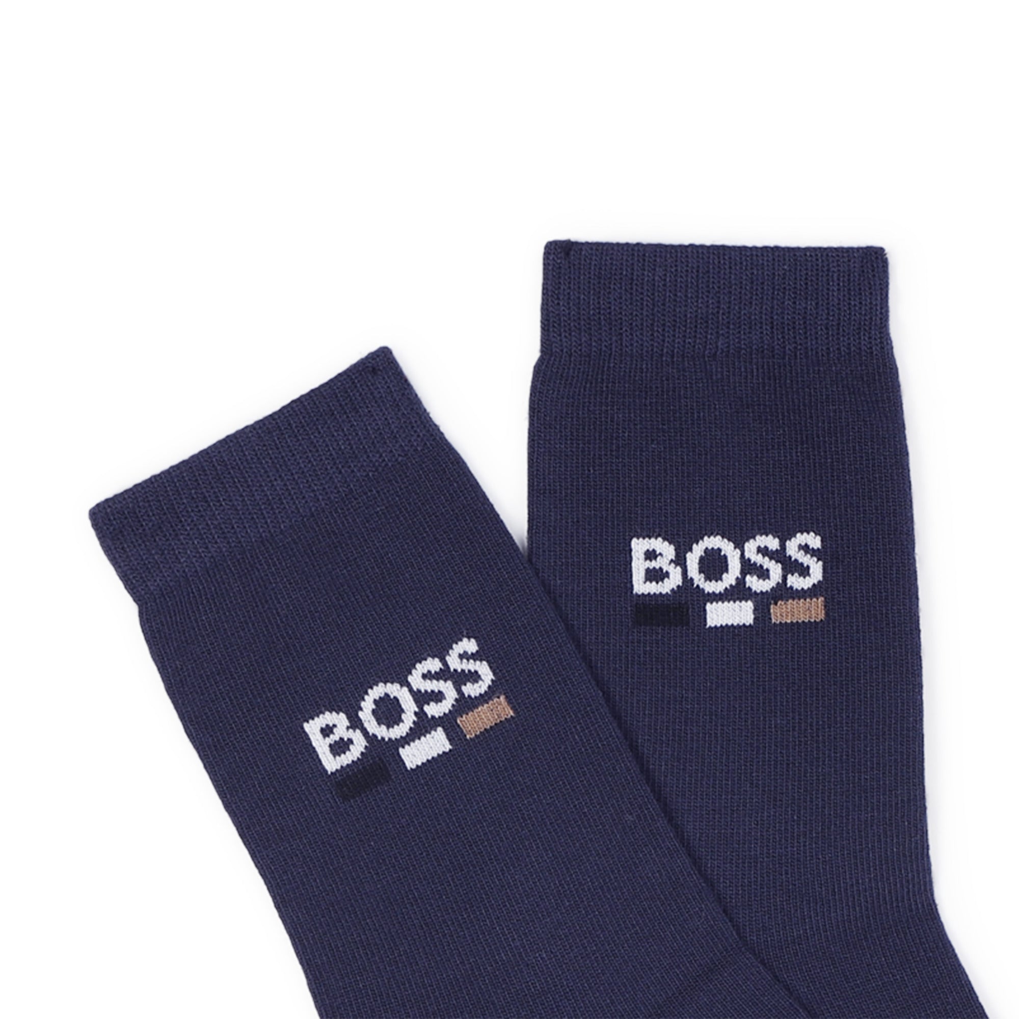 Boys Dark Blue Logo Cotton Socks Set(2 Pack)