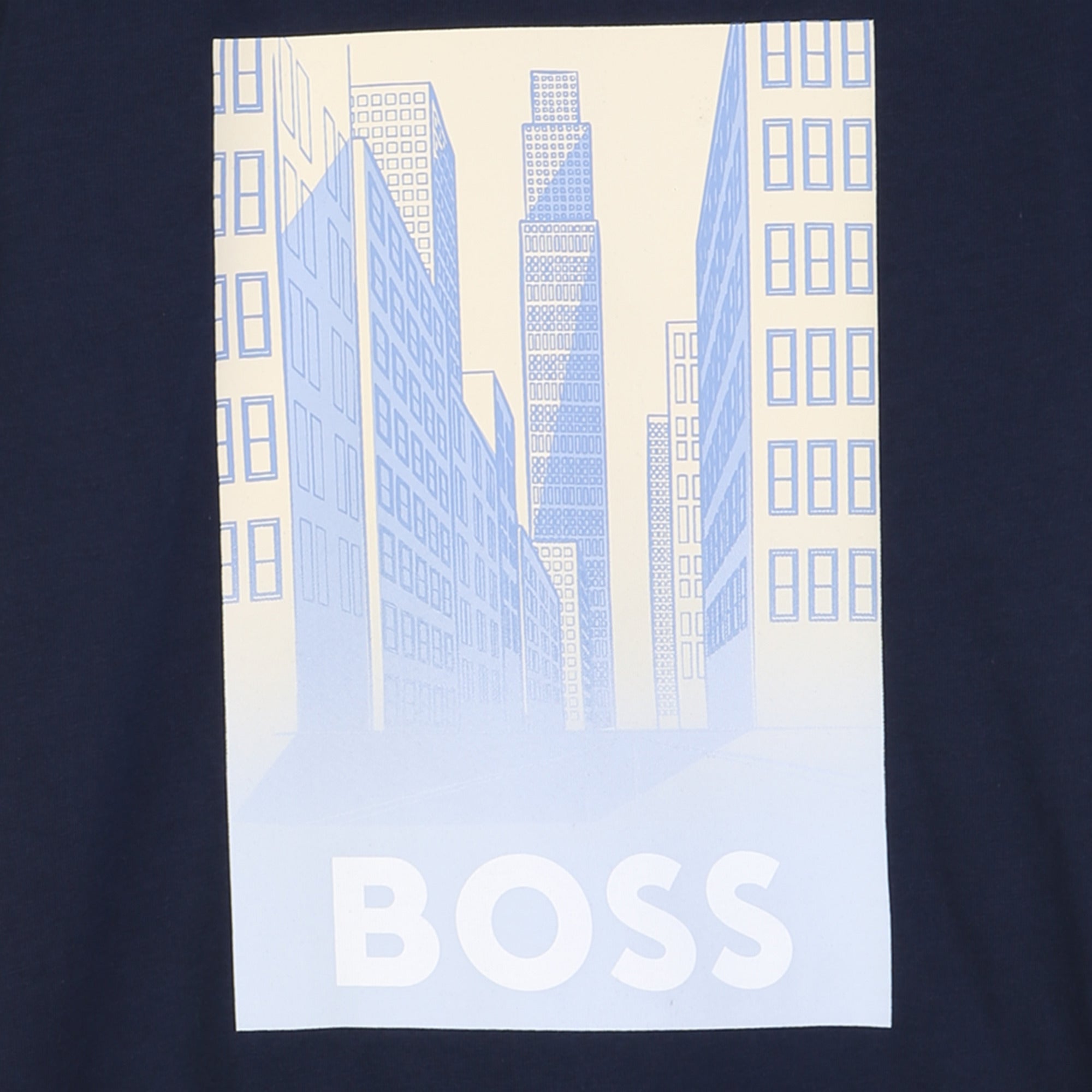 Boys Dark Blue Printed Logo Cotton T-Shirt