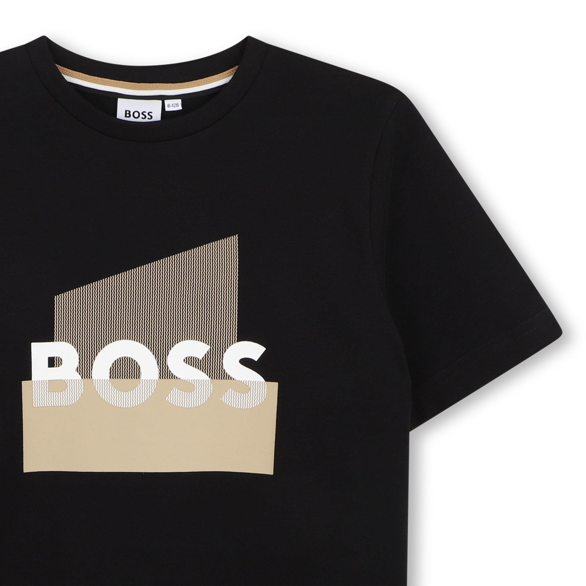 Boys Black Logo Cotton T-Shirt