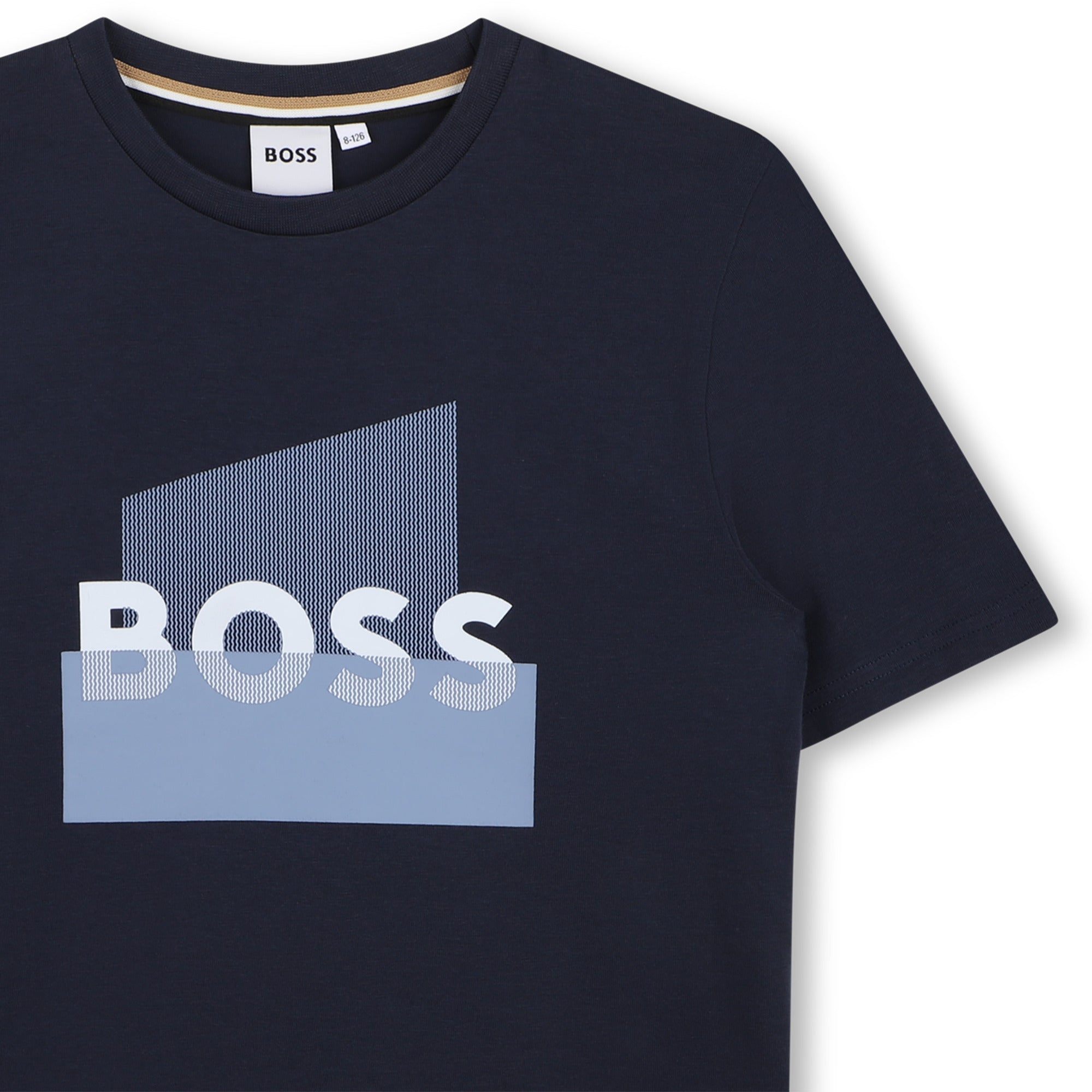 Boys Navy Logo Cotton T-Shirt