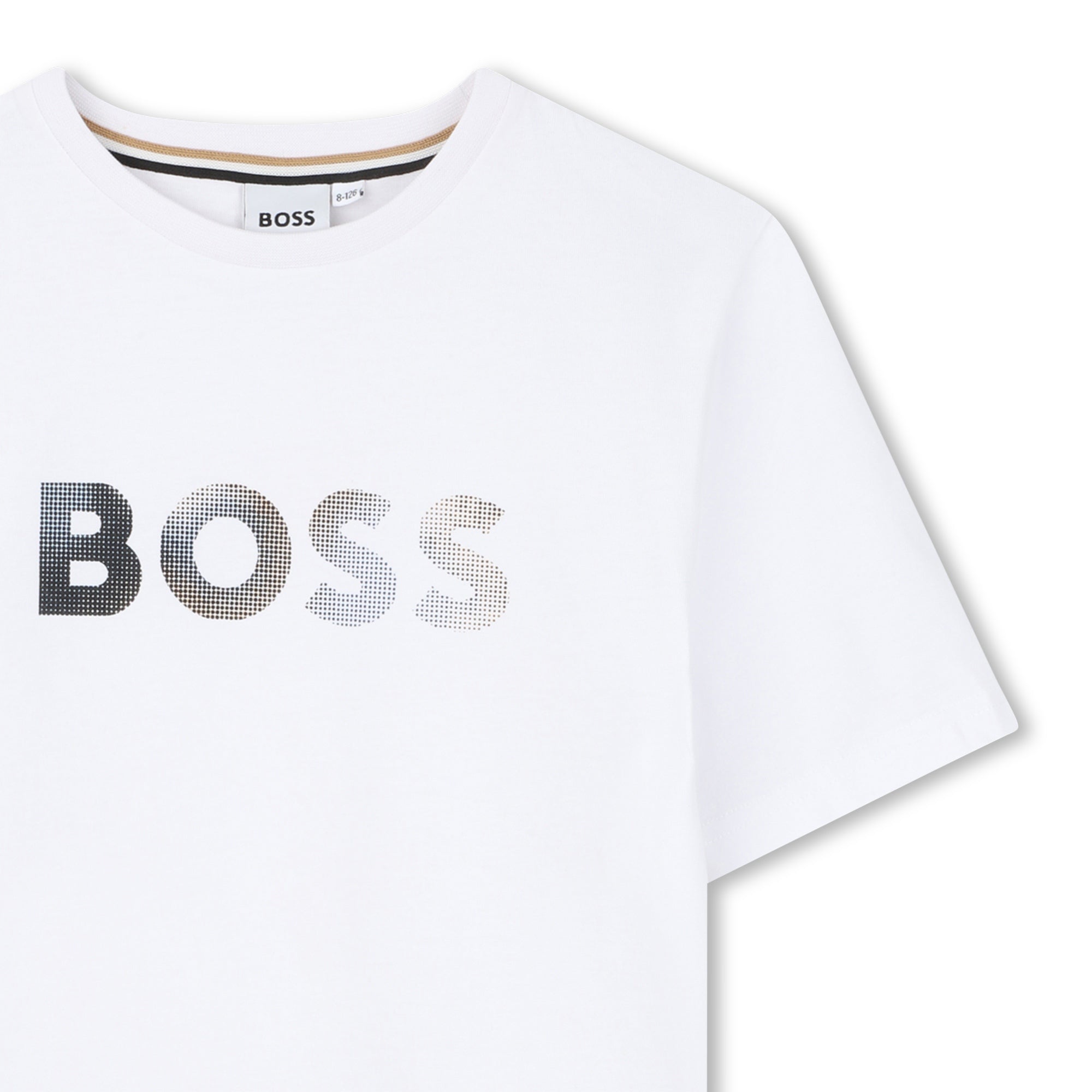Boys White Logo Cotton T-Shirt