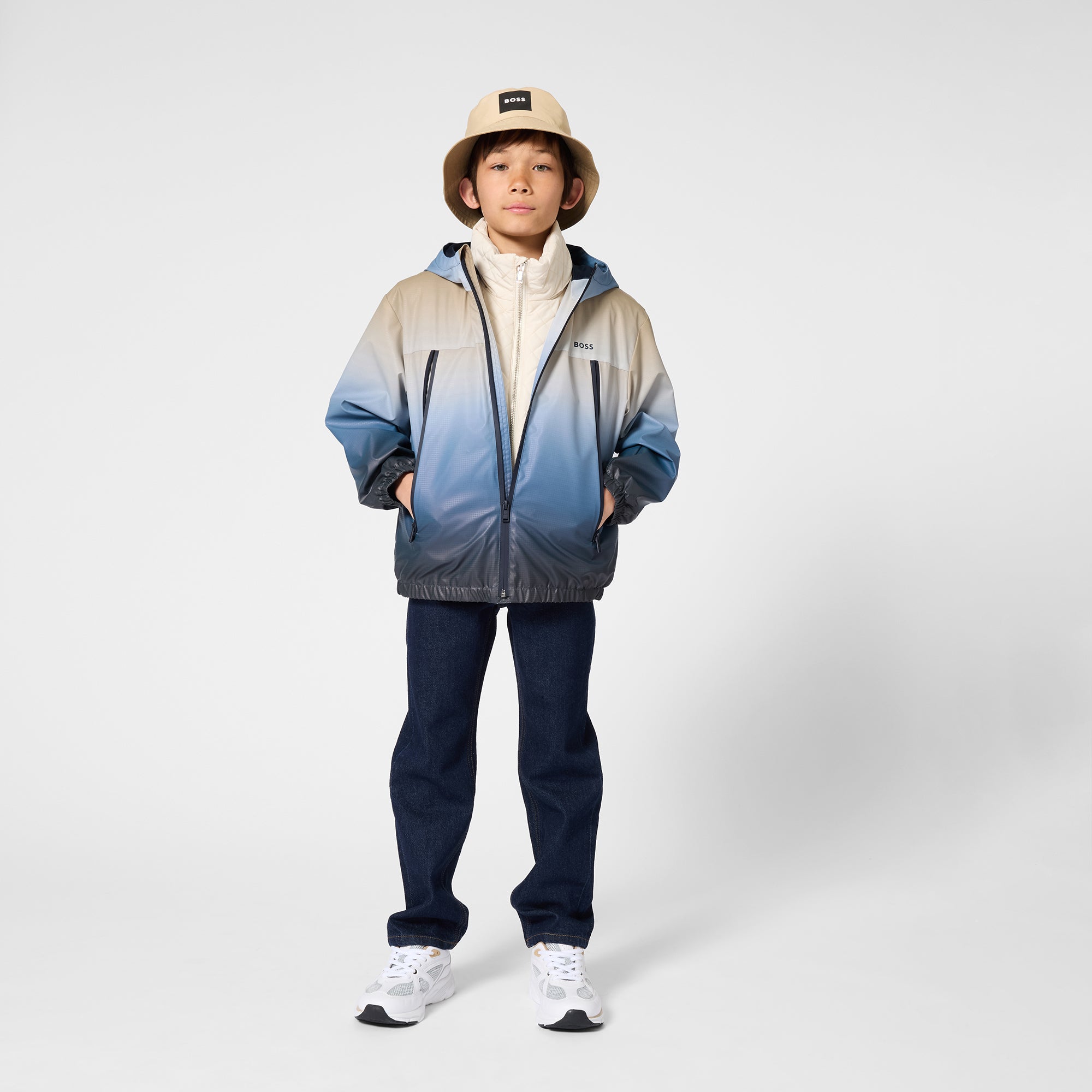 Boys Blue Hooded Zip-Up Jacket