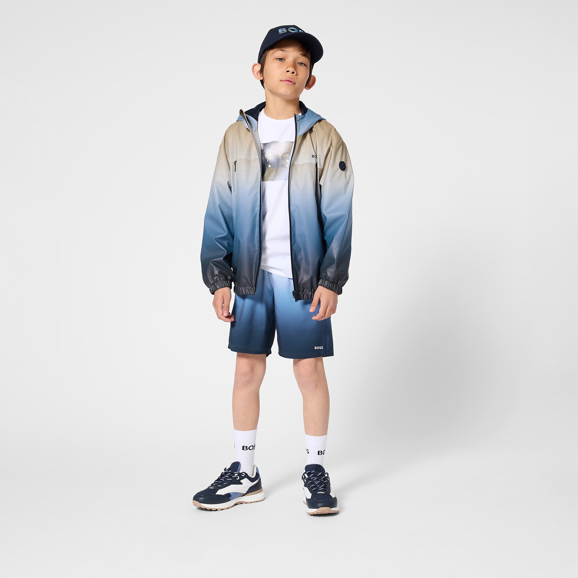 Boys Blue Hooded Zip-Up Jacket