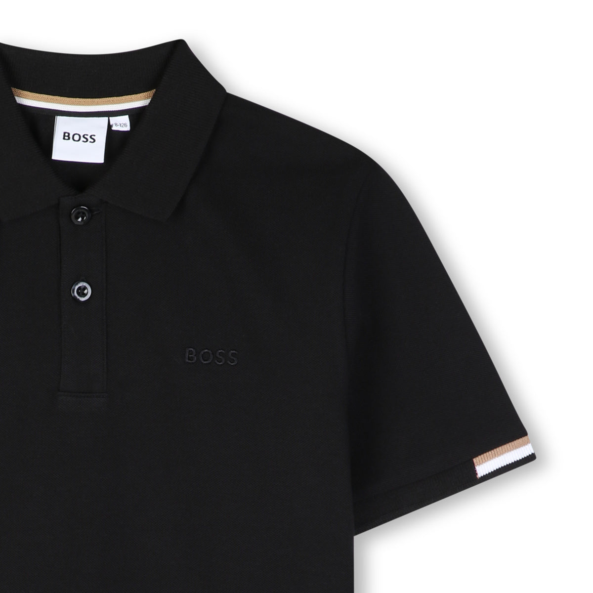 Boys Black Cotton Polo Shirt