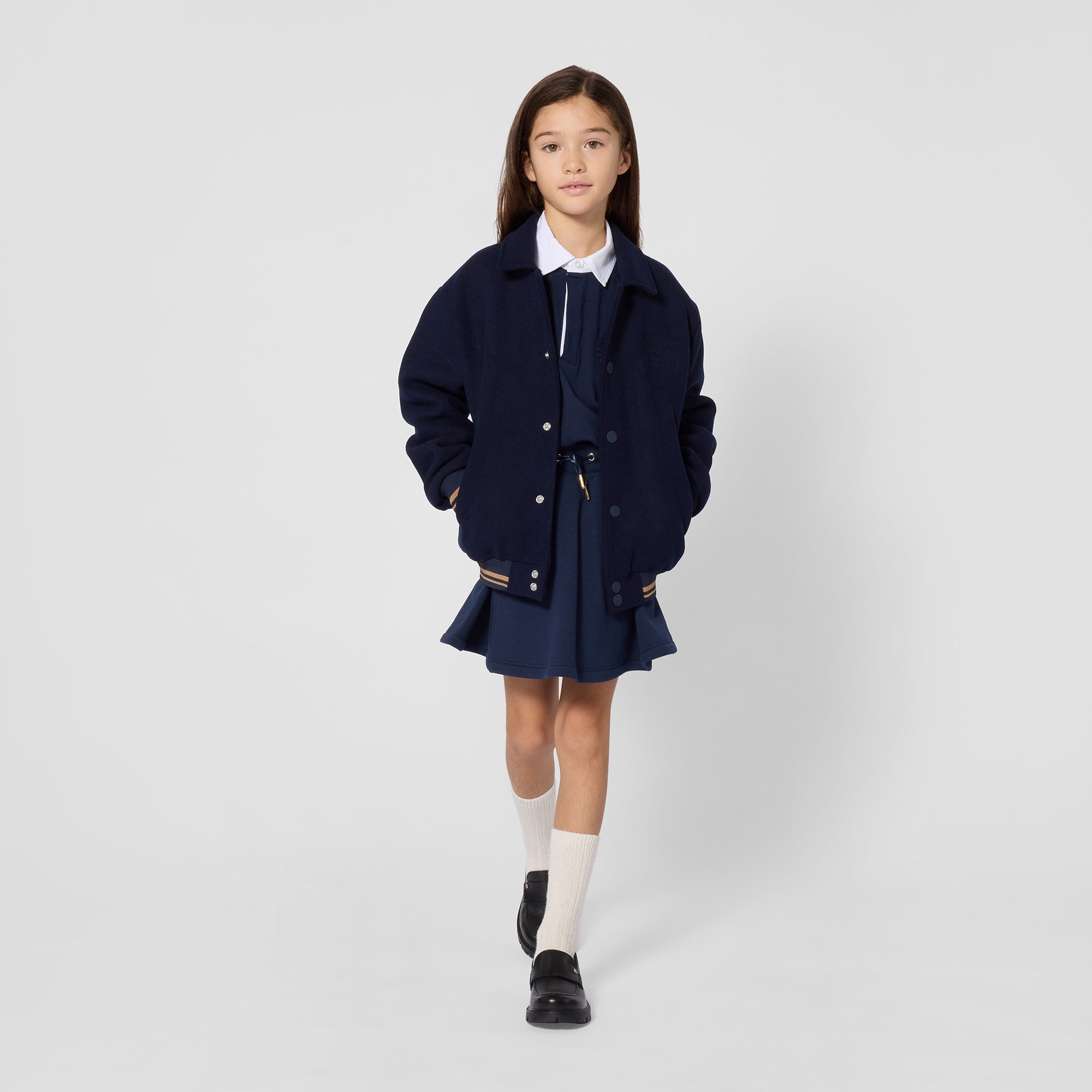 Girls Dark Blue Cotton Skirt