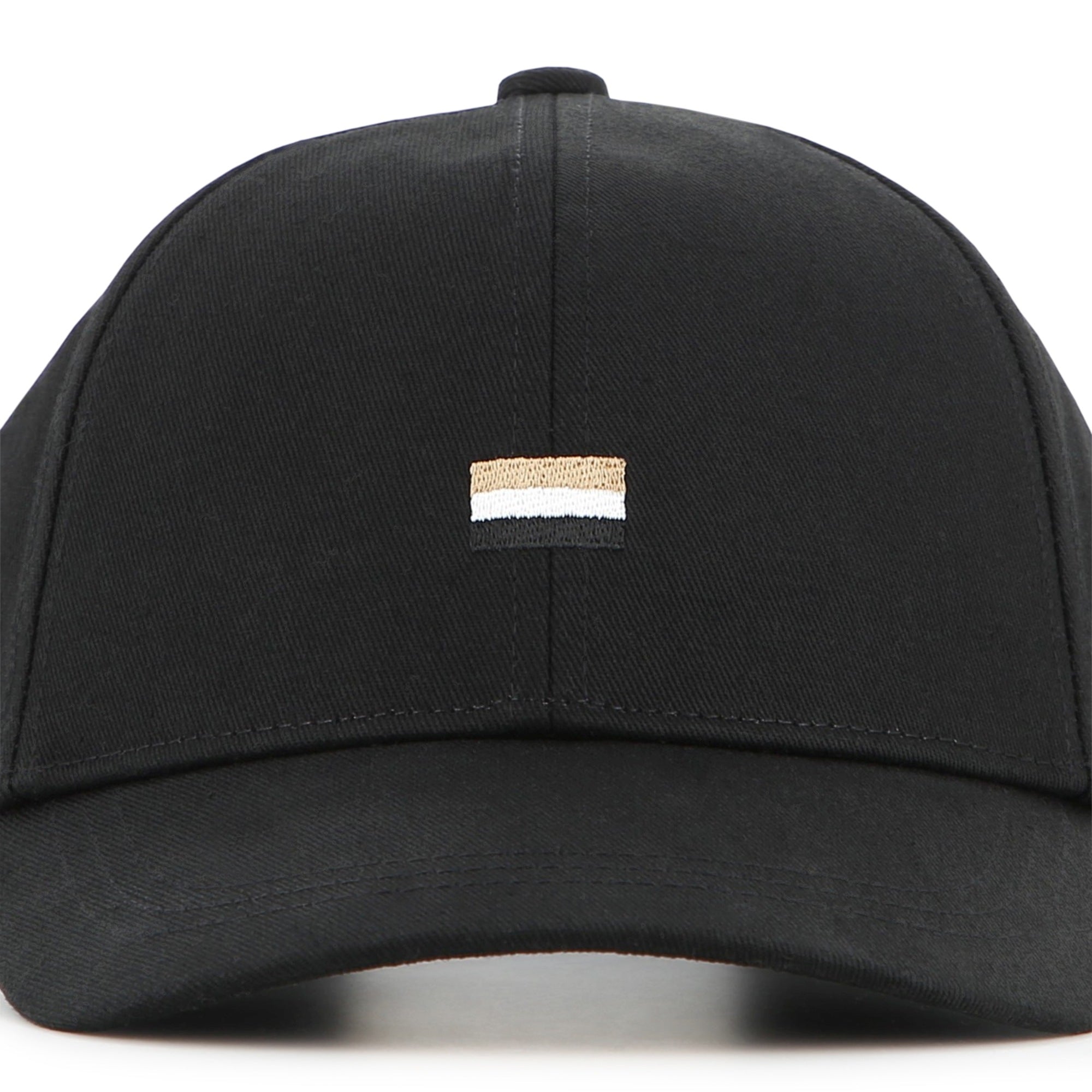 Boys Black Embroidered Logo Cotton Cap