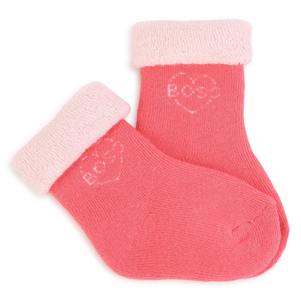 Baby Girls Pink Logo Cotton Socks(2 Pack)