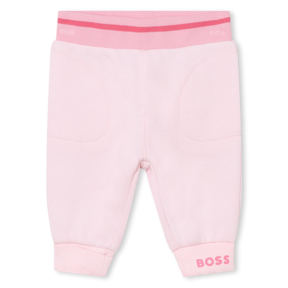 Baby Girls Pink Logo Cotton Trousers