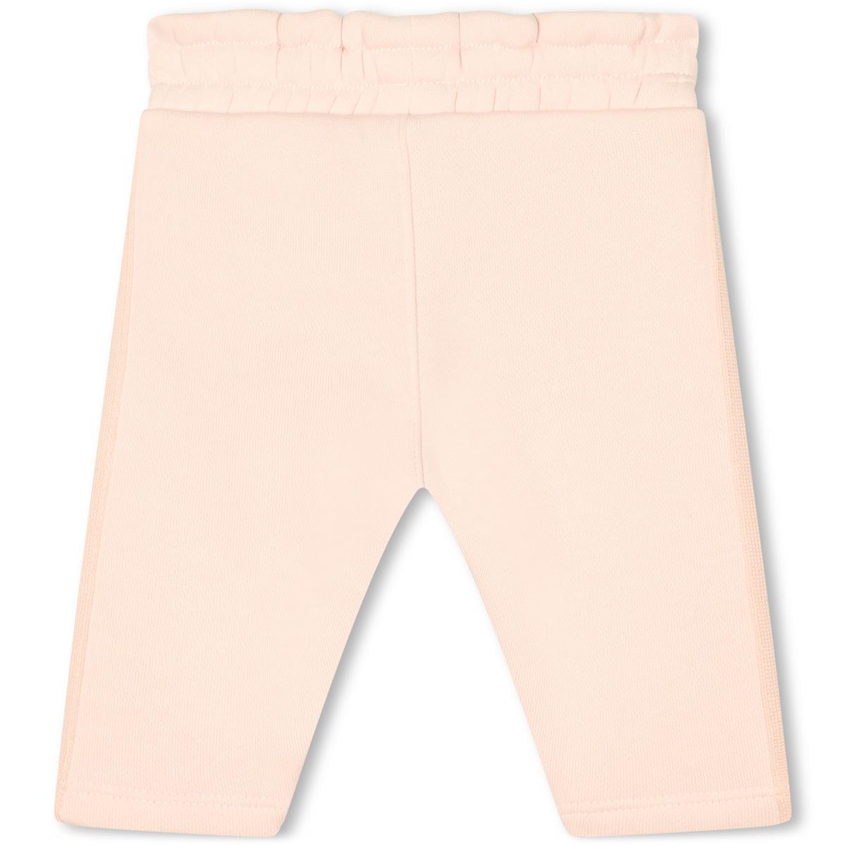 Baby Girls Light Pink Logo Cotton Trousers