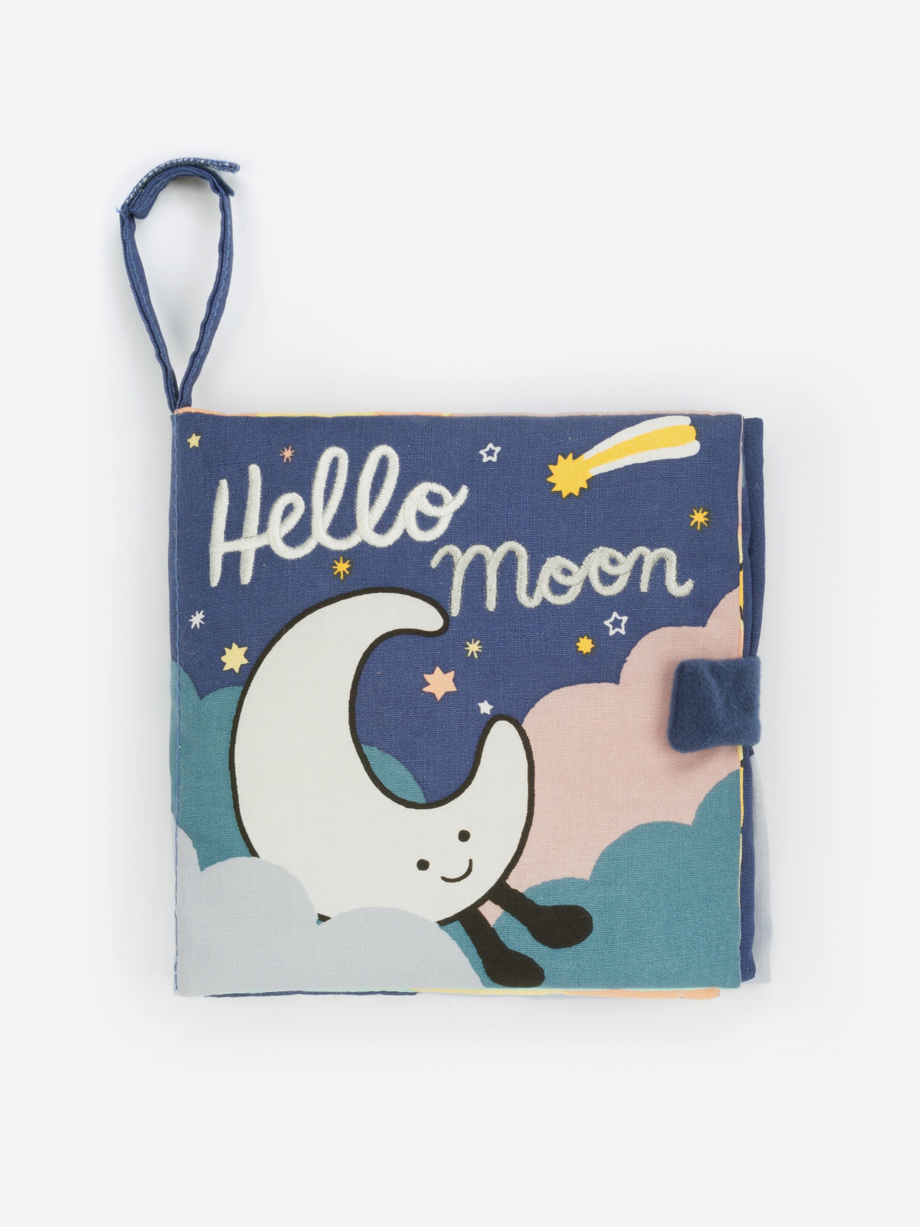Hello Moon Fabric Book in Blue