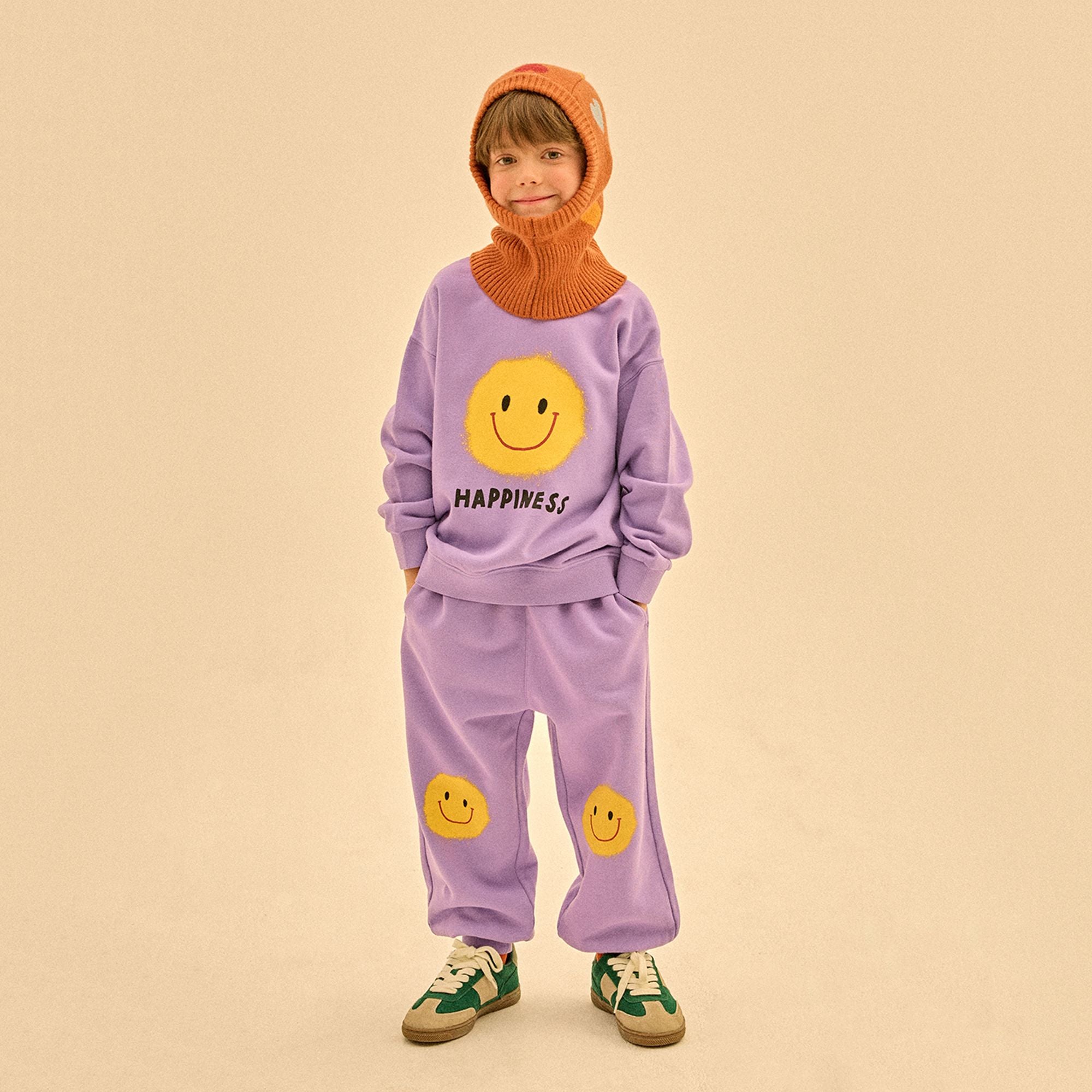 Boys & Girls Purple Smile Printed Cotton Sweatshirt