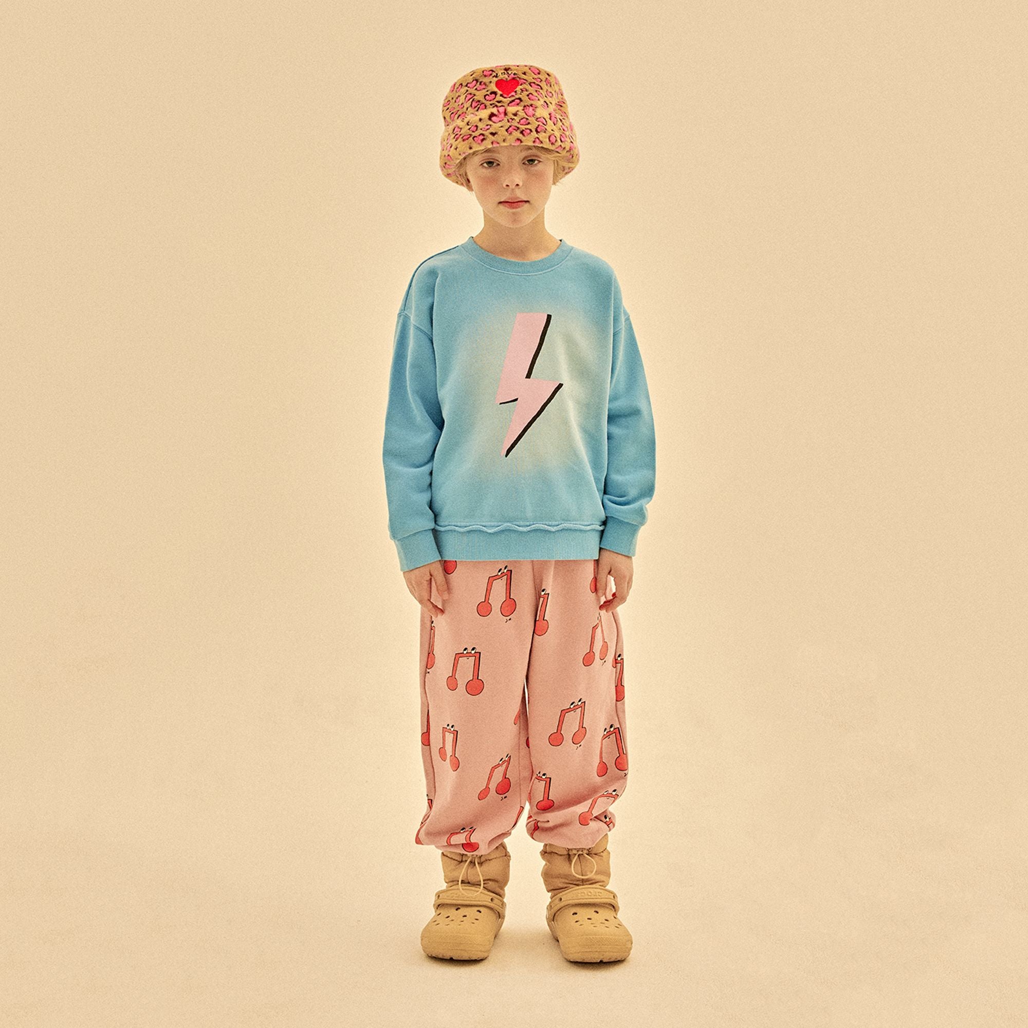 Boys & Girls Light Blue Lightning Printed Cotton Sweatshirt