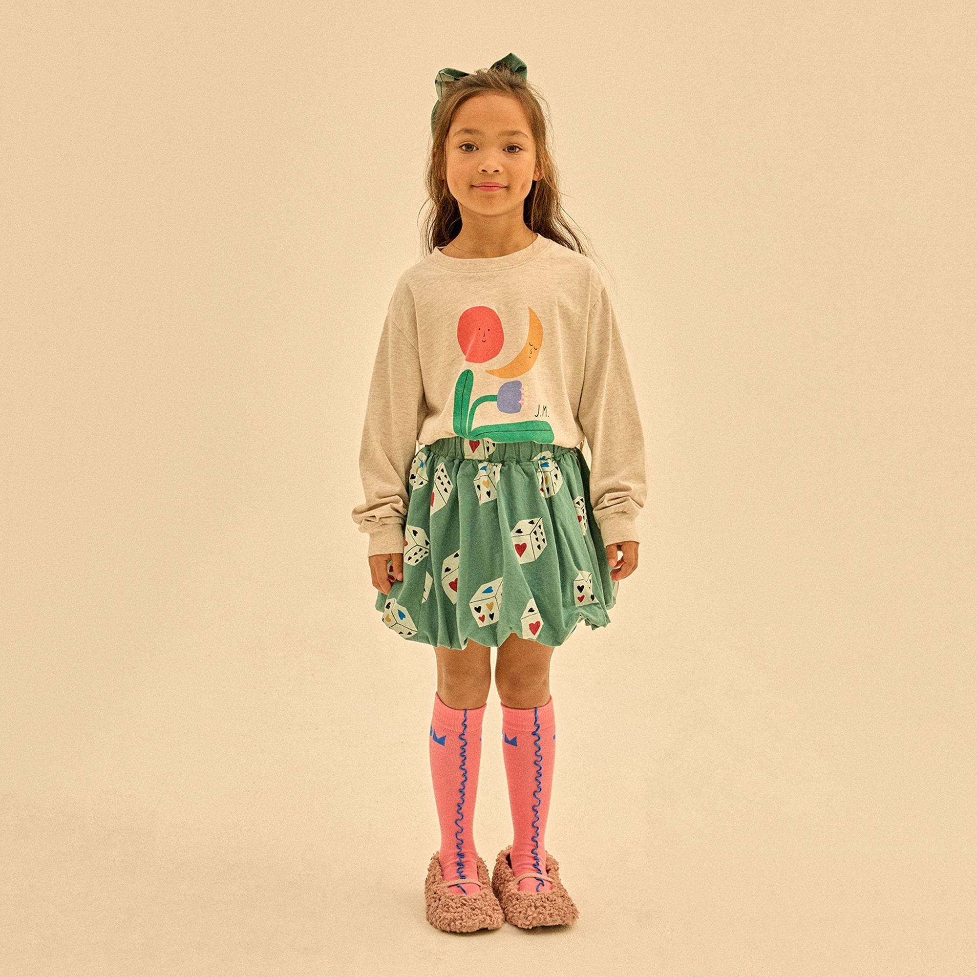 Boys & Girls Oatmeal Printed Cotton T-Shirt