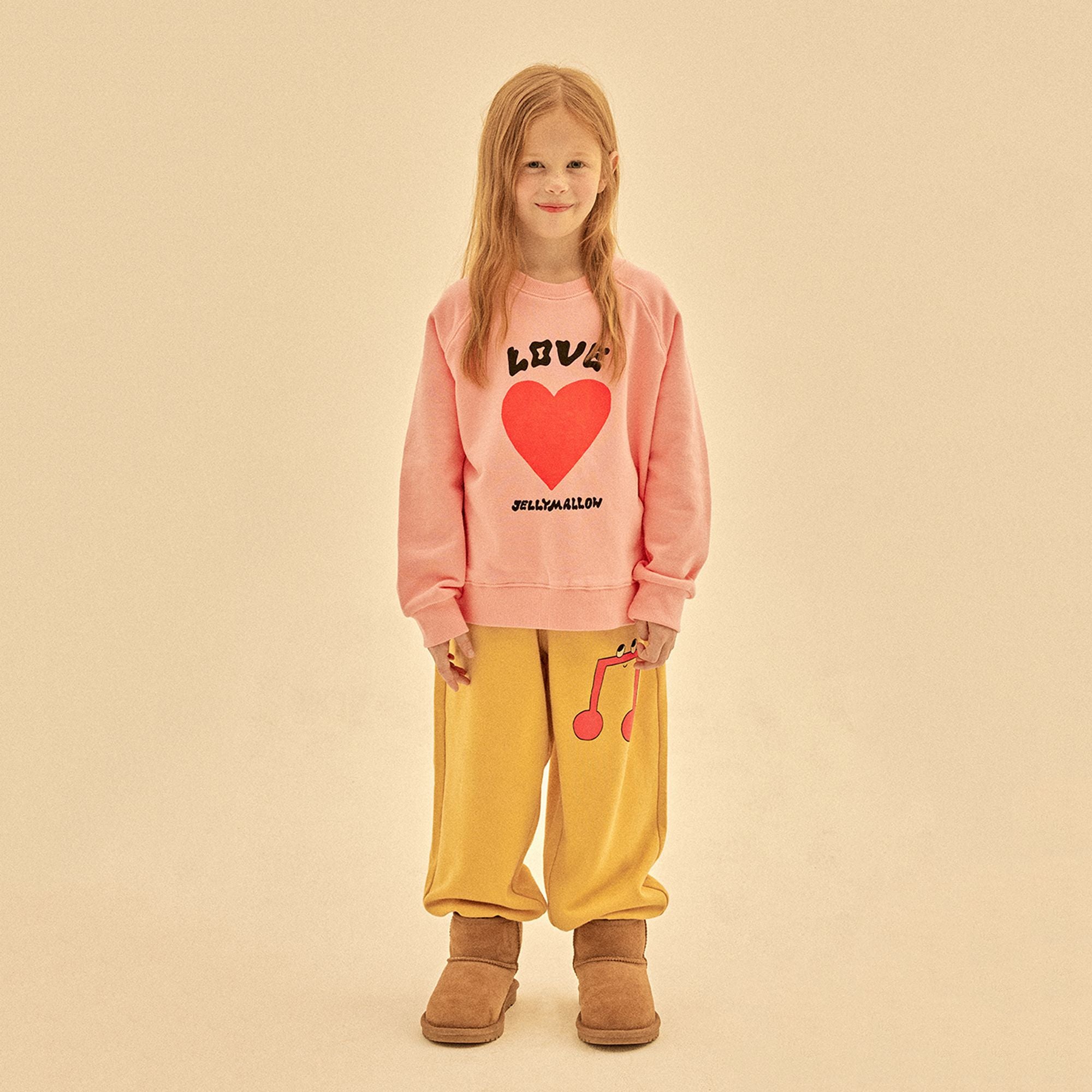 Boys & Girls Pink Love Printed Cotton Sweatshirt