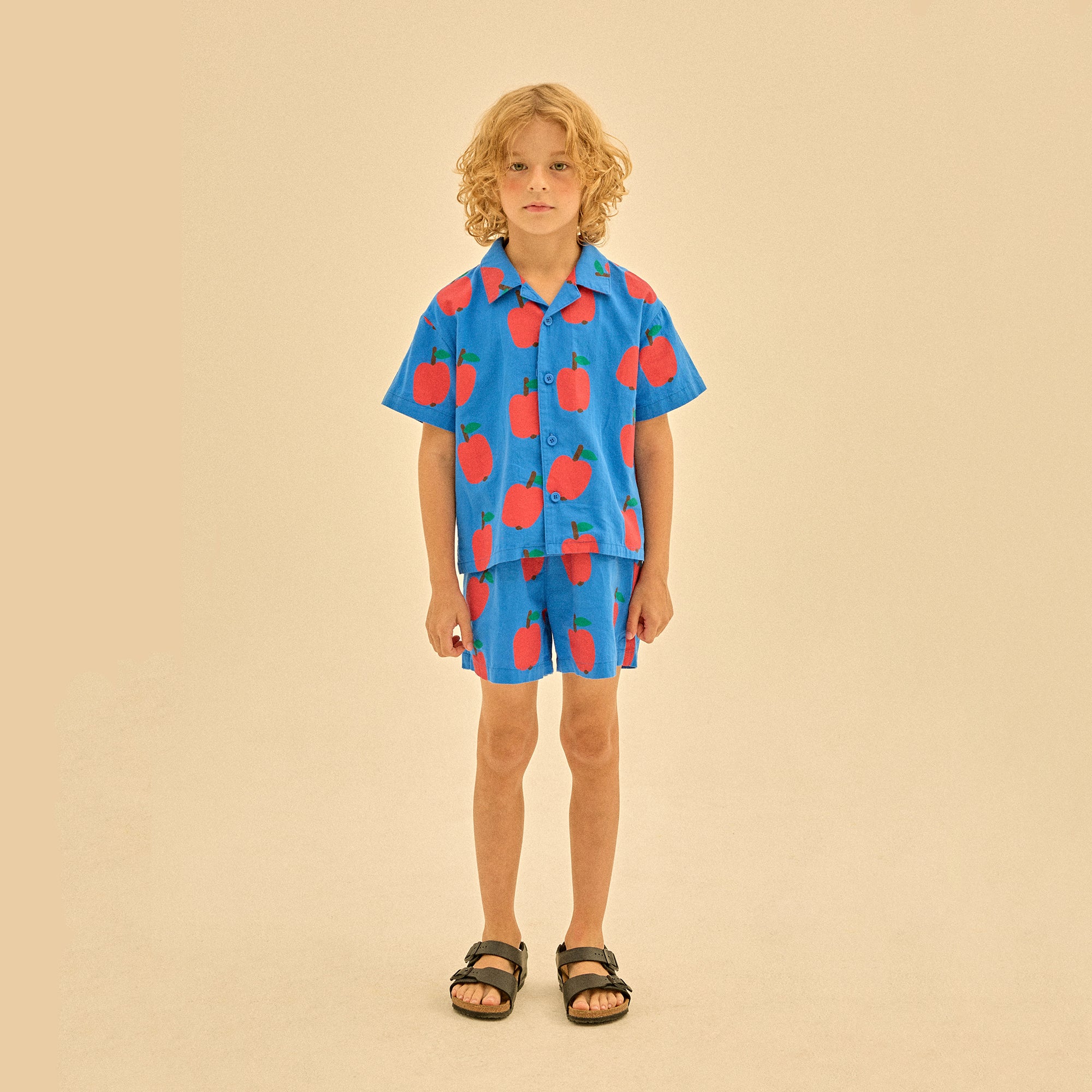 Boys & Girls Blue Printed Cotton Shirt
